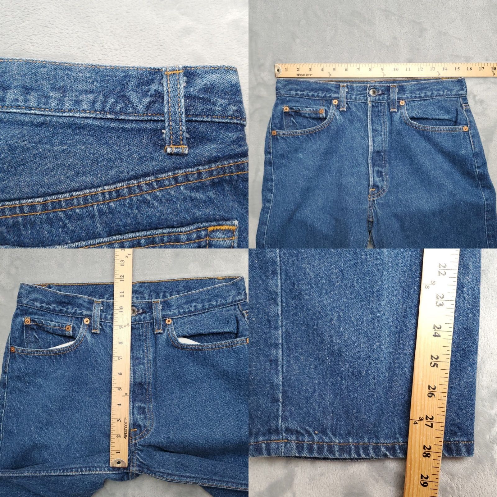 Denime VTG Levis Jeans Men 501 Denim Straight Leg Blue 33x32 Comfort Button Fly Zip Regular 80s 90s USA USA Mens Size US 33 - 9 Thumbnail