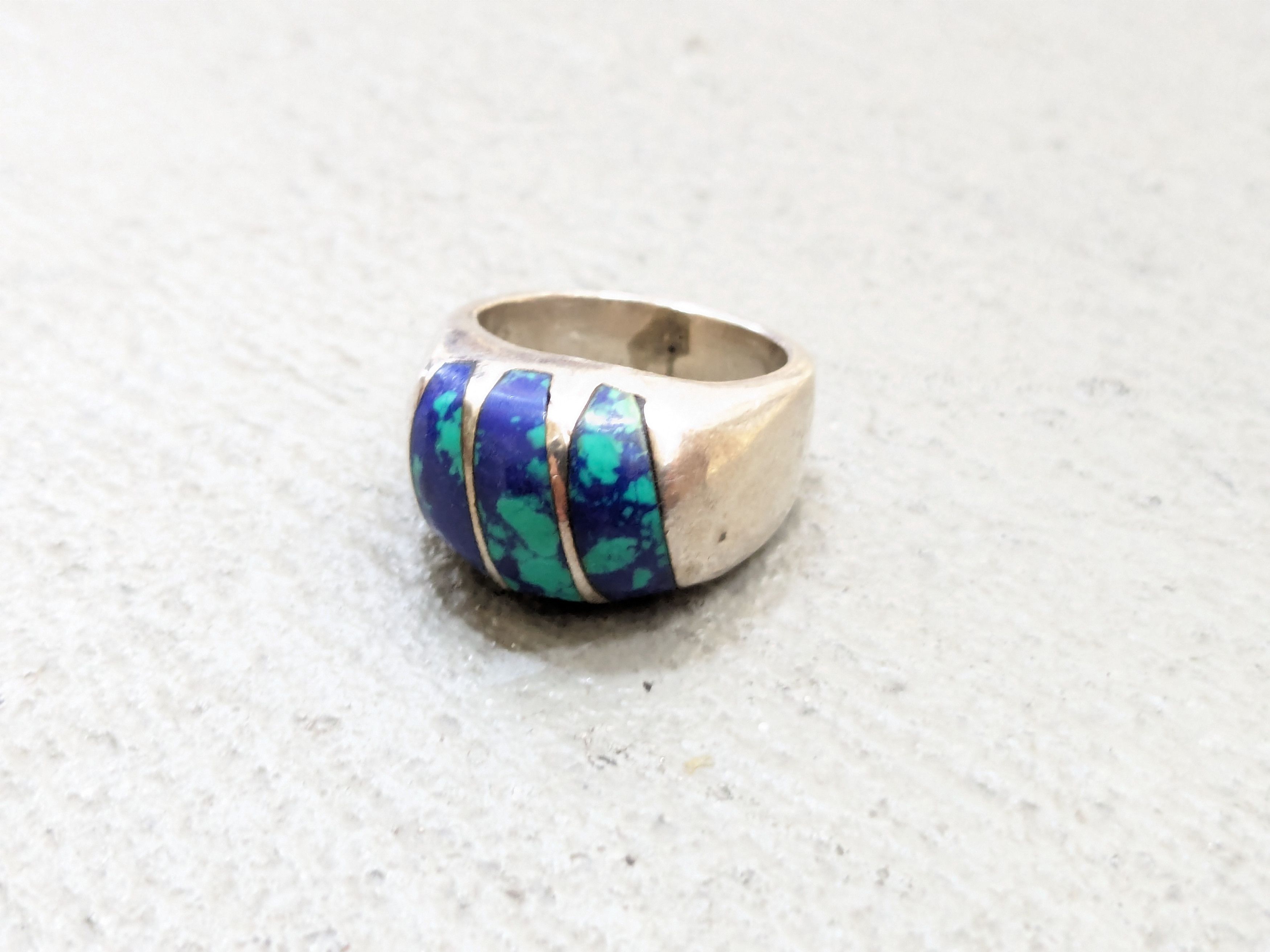 Vintage Sterling Silver Ring 7.25 Azurite Modern Mexico
