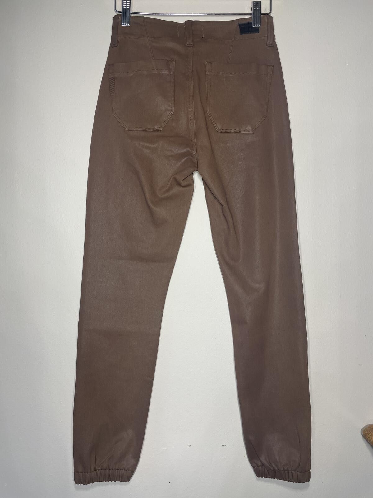 Paige PAIGE Mayslie Coated Jogger Pants Chicory Coffee streetwear Size 23" - 6 Thumbnail