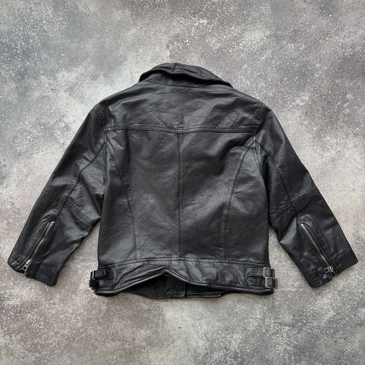 20471120 Bershka Vintage Y2K Leather Biker 3/4 Sleeve Cropped Jacket Size S / US 4 / IT 40 - 4 Thumbnail