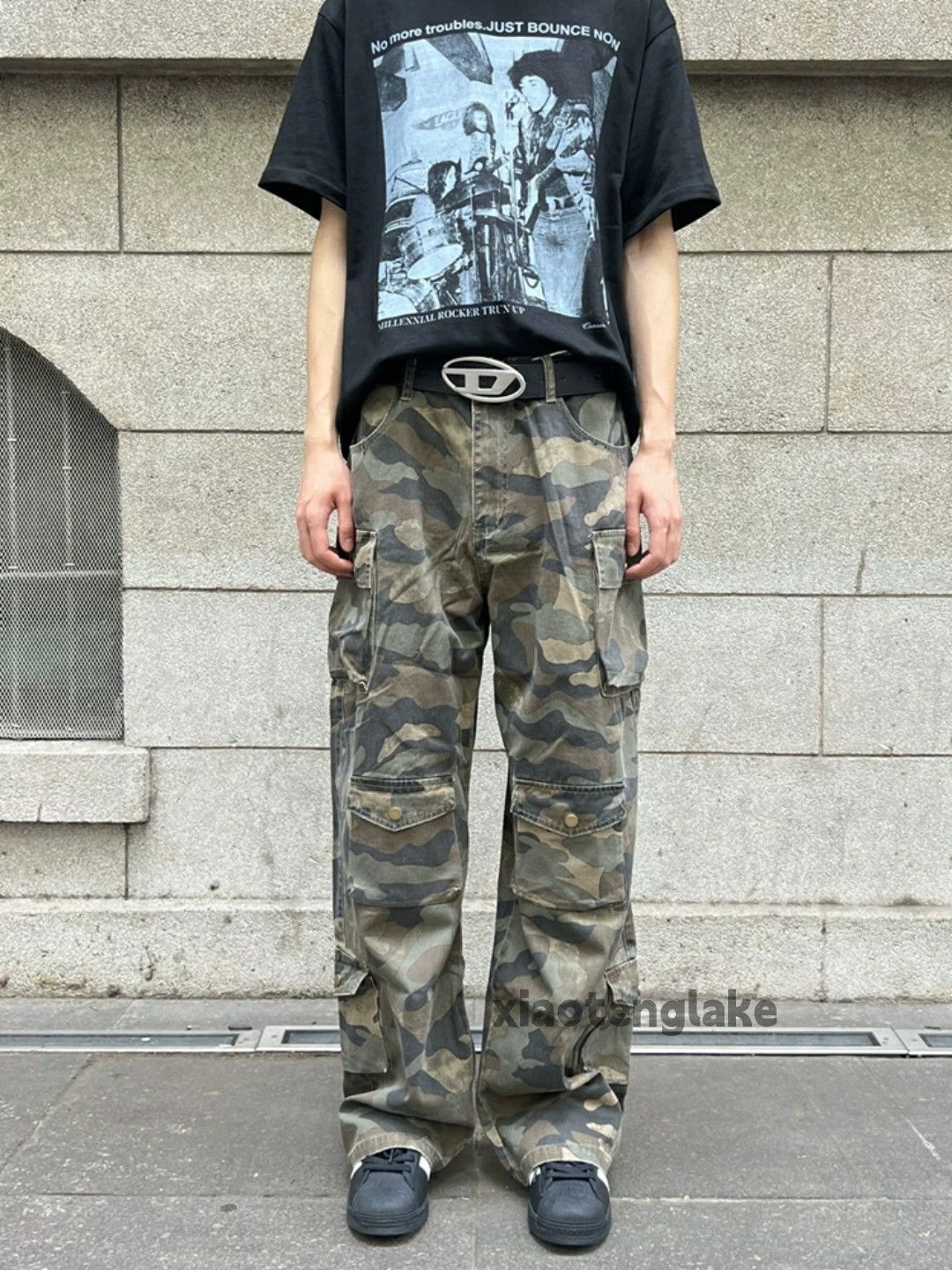 washed faded utility skate hiphop loose baggy cargo pants