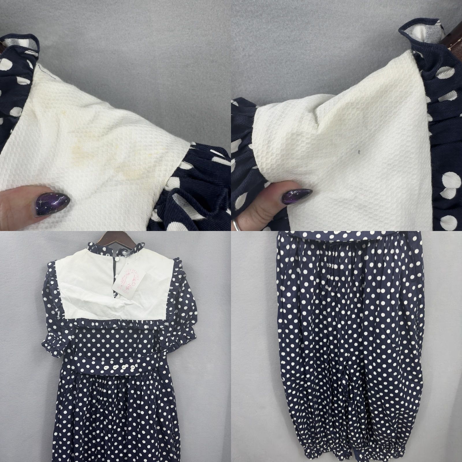 Vintage VINTAGE Suzy Peacock Boutique Romper Womens Small Polka Dot Blue Snap Legs READ Size 28" / US 6 / IT 42 - 8 Thumbnail
