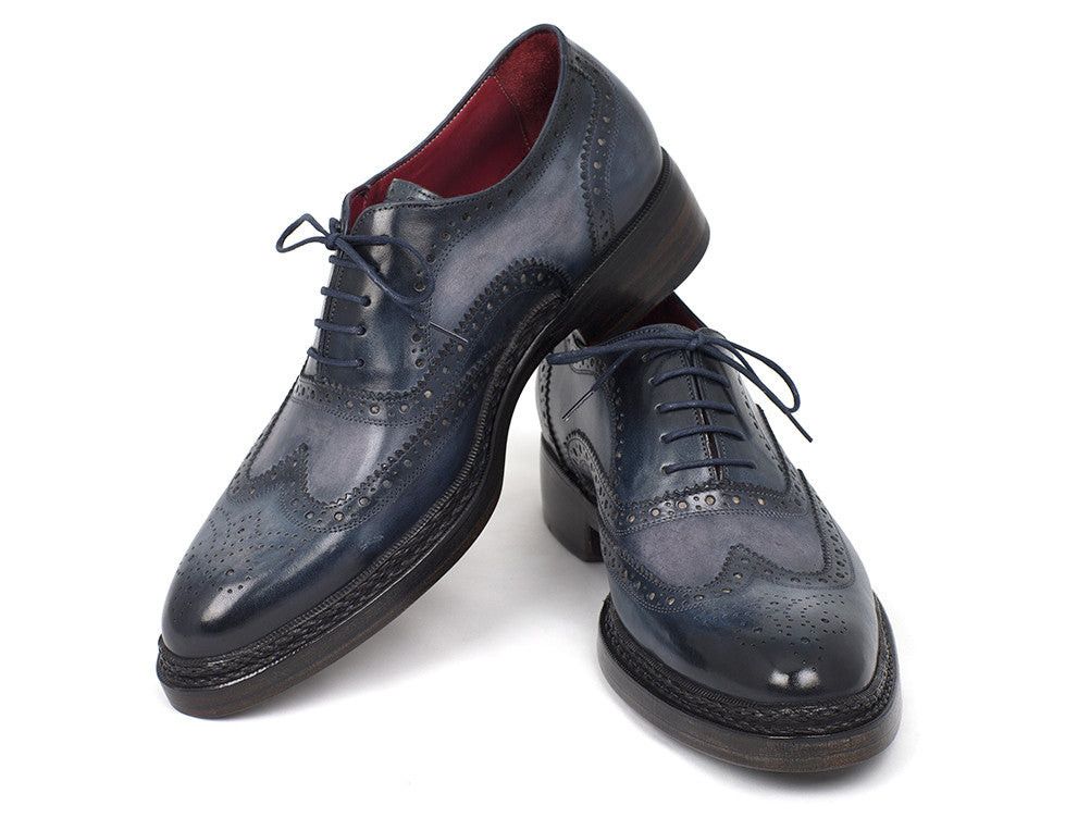 Handmade Handmade Men's Triple Leather Sole Wingtip Brogues Blue Size US 10 / EU 43 - 4 Thumbnail