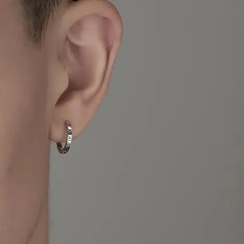 Diamond Earrings x Jewelry Dark Earrings One Pairs Chrome Jewelry in Silver, Men's