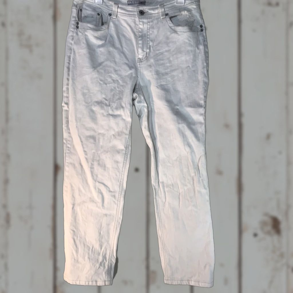 Vintage Chico's Platinum Willa RG Whitewash Straight Jeans Womens Size 12 Regular 5-Pocket Comfort Denim Size 34" / US 12 / IT 48 - 1 Thumbnail