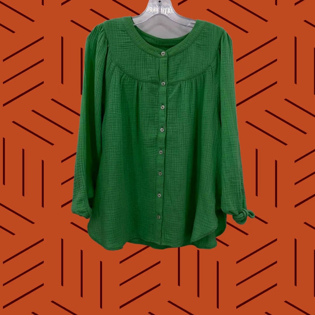 Talbots Talbots Green Large Button Down Long Sleeve Blouse Size L / US 10 / IT 46 - 1 Thumbnail