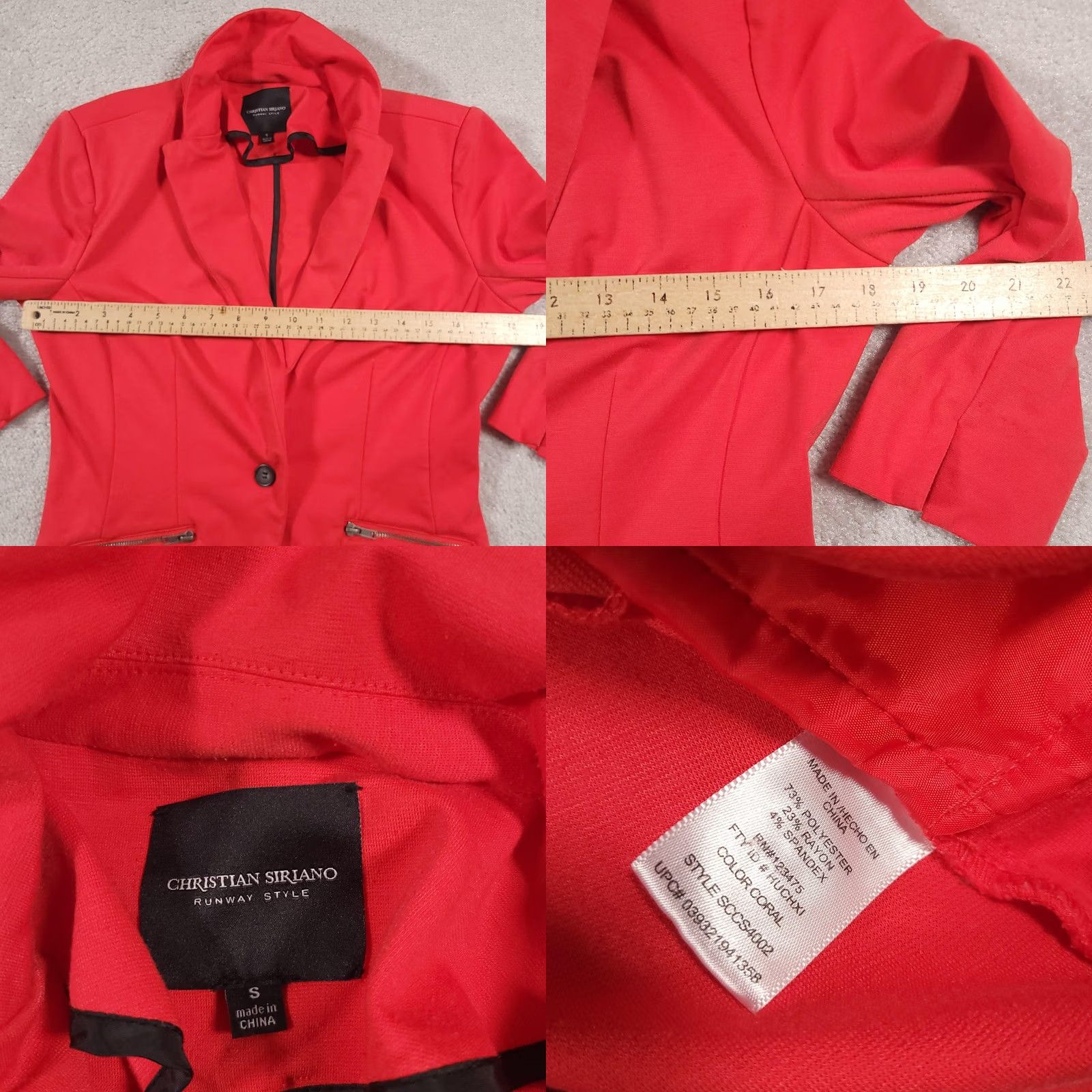 Christian Siriano Christian Siriano Blazer Womens Small Coral Runway Style Career Jacket Stretch Jacket/Coat Blazer Size S / US 4 / IT 40 - 8 Thumbnail