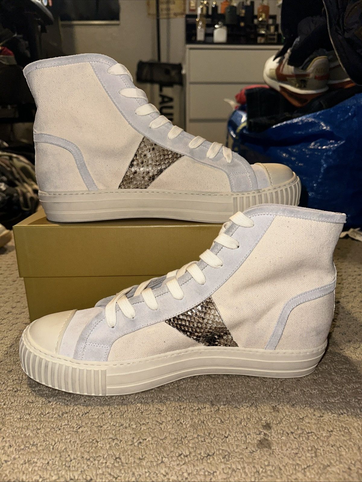 Rhude RHUDE Bel Airs White Snake Men's High Top Sneakers Size 12 Size US 12 / EU 45 - 5 Thumbnail
