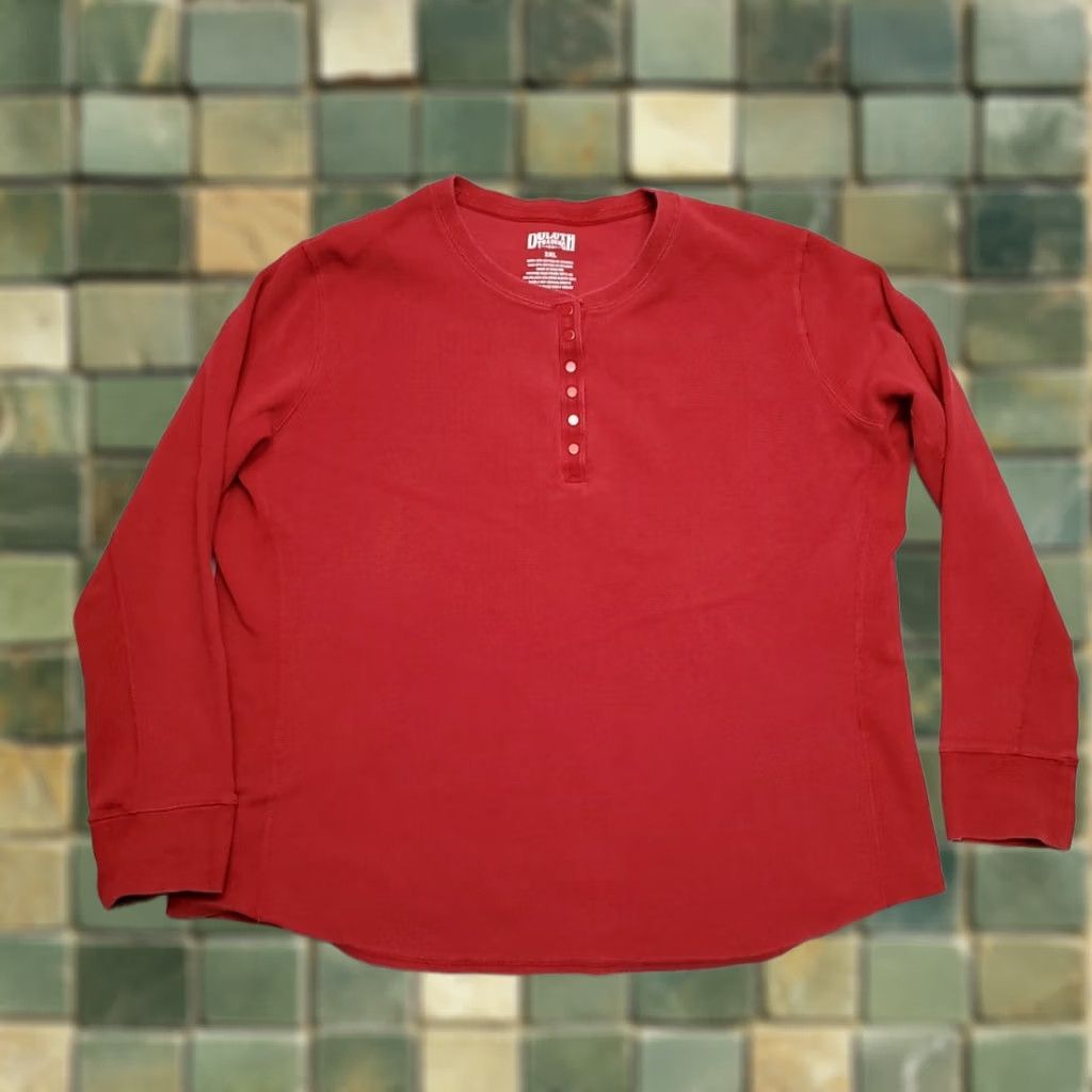Vintage Duluth Trading Shirt Womens 2XL Red Button Henley Outdoor Cabin Casual Tee Shirt Women Long Sleeve Cotton Blend Knit Pullover TEE, Navy? Size XXL / US 16-18 / IT 52-54 - 1 Thumbnail