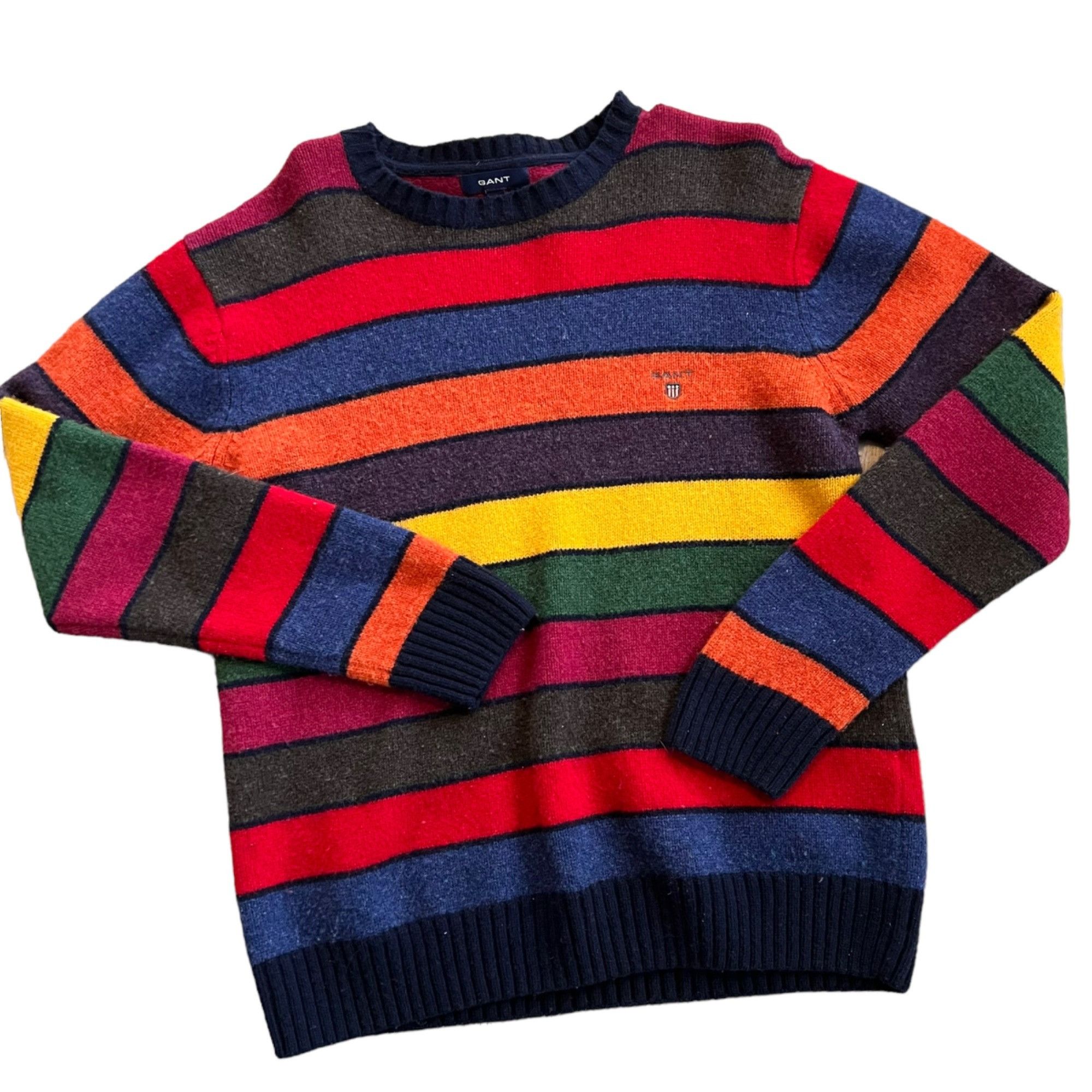 Gant Gant 100% Wool Striped Crewneck Sweater L Size US XL / EU 56 / 4 - 1 Thumbnail