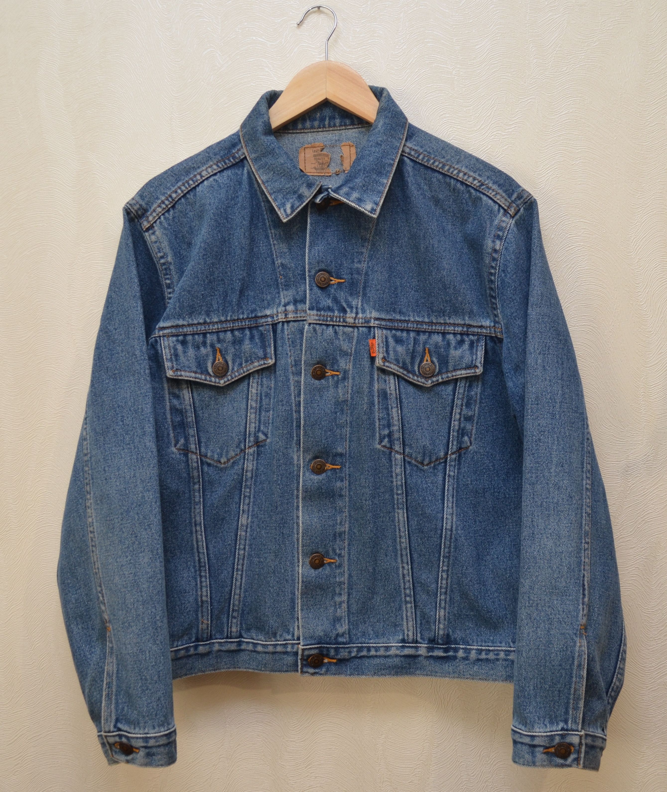 image of Denim Jacket x Levis 90's Vintage Levi's Denim Orange Tab Jacket Size M Y2K in Blue Denim, Men's