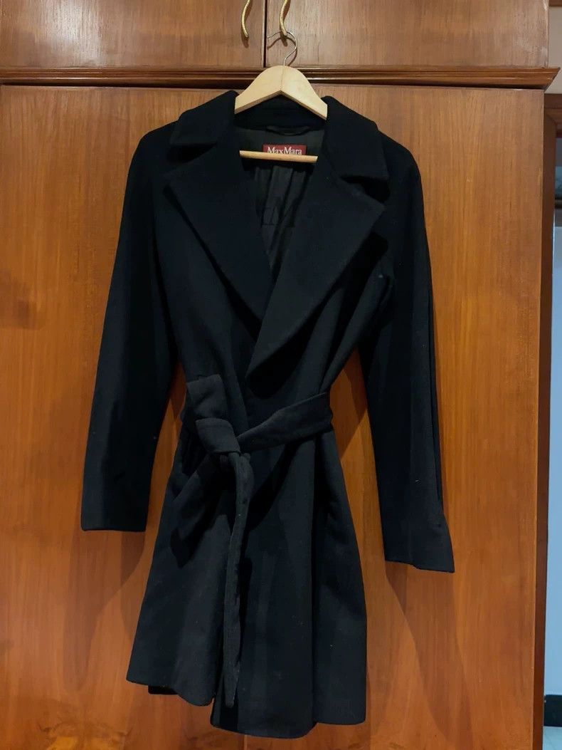 Max Mara Max Mara Studio Bathrobe Black Wool Coat Size S / US 4 / IT 40 - 1 Thumbnail