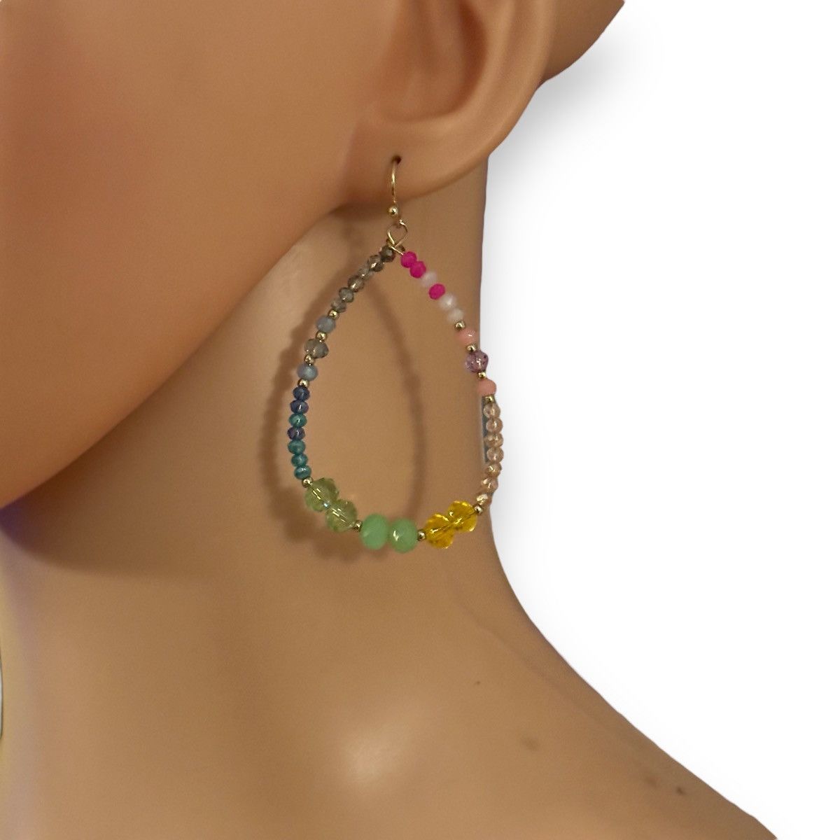 Other Frenzy multicolor beaded teardrop dangle hoop earrings Size ONE SIZE - 3 Thumbnail
