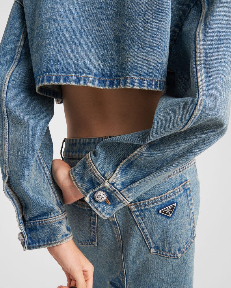 Prada o1B3y1r0426 Denim Blouson Jacket in Mid Blue Size M / US 6-8 / IT 42-44 - 4 Thumbnail