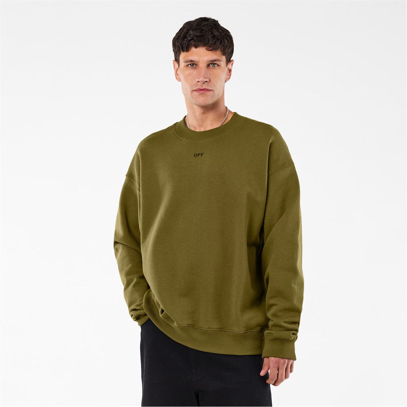 Off-White o1g2r1mq0226 Skate Relaxed Fit Crew Sweatshirt Olive Green Size US XS / EU 42 / 0 - 2 Thumbnail