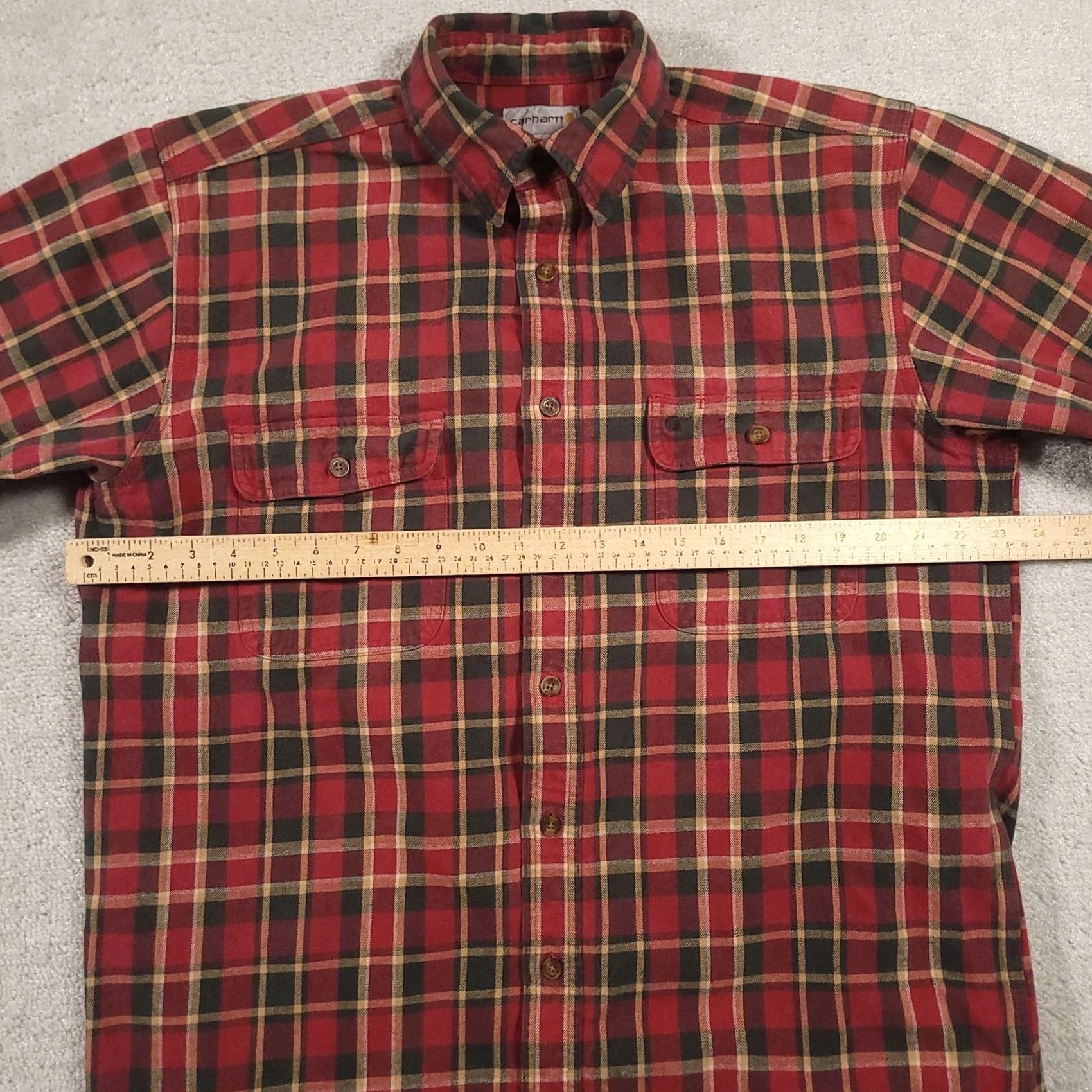 Carhartt VINTAGE Carhartt Shirt Mens LT Red Plaid Flannel Long Sleeve Button Front Size US L / EU 52-54 / 3 - 7 Thumbnail