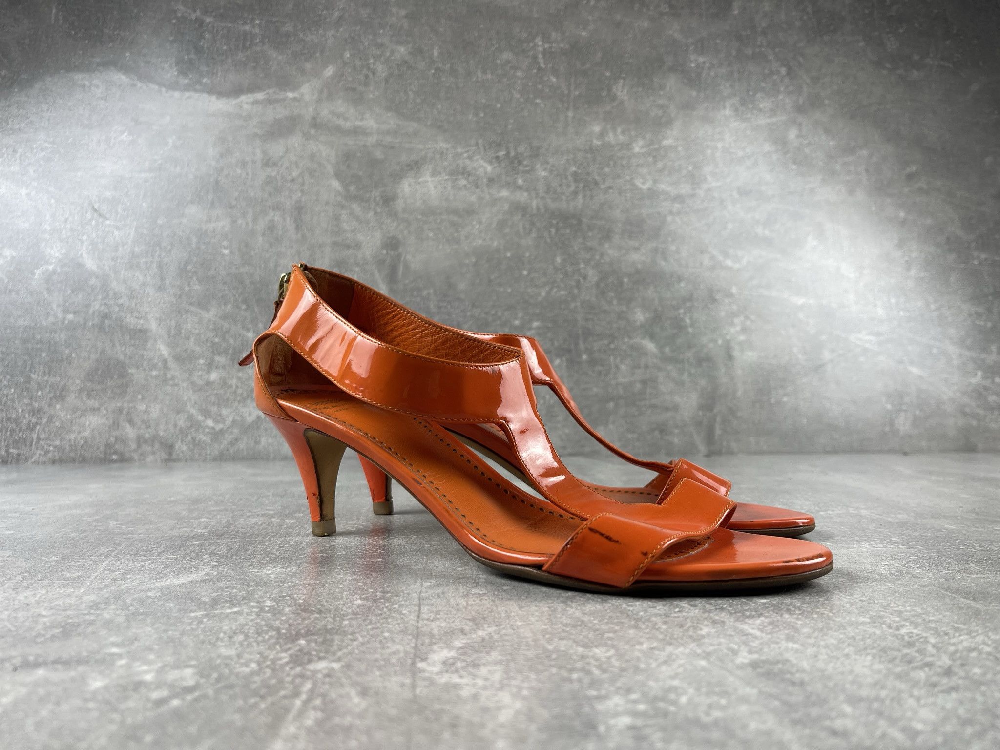 Moschino Moschino leather orange open toe heels sandals shoe Size US 8 / IT 38 - 1 Thumbnail