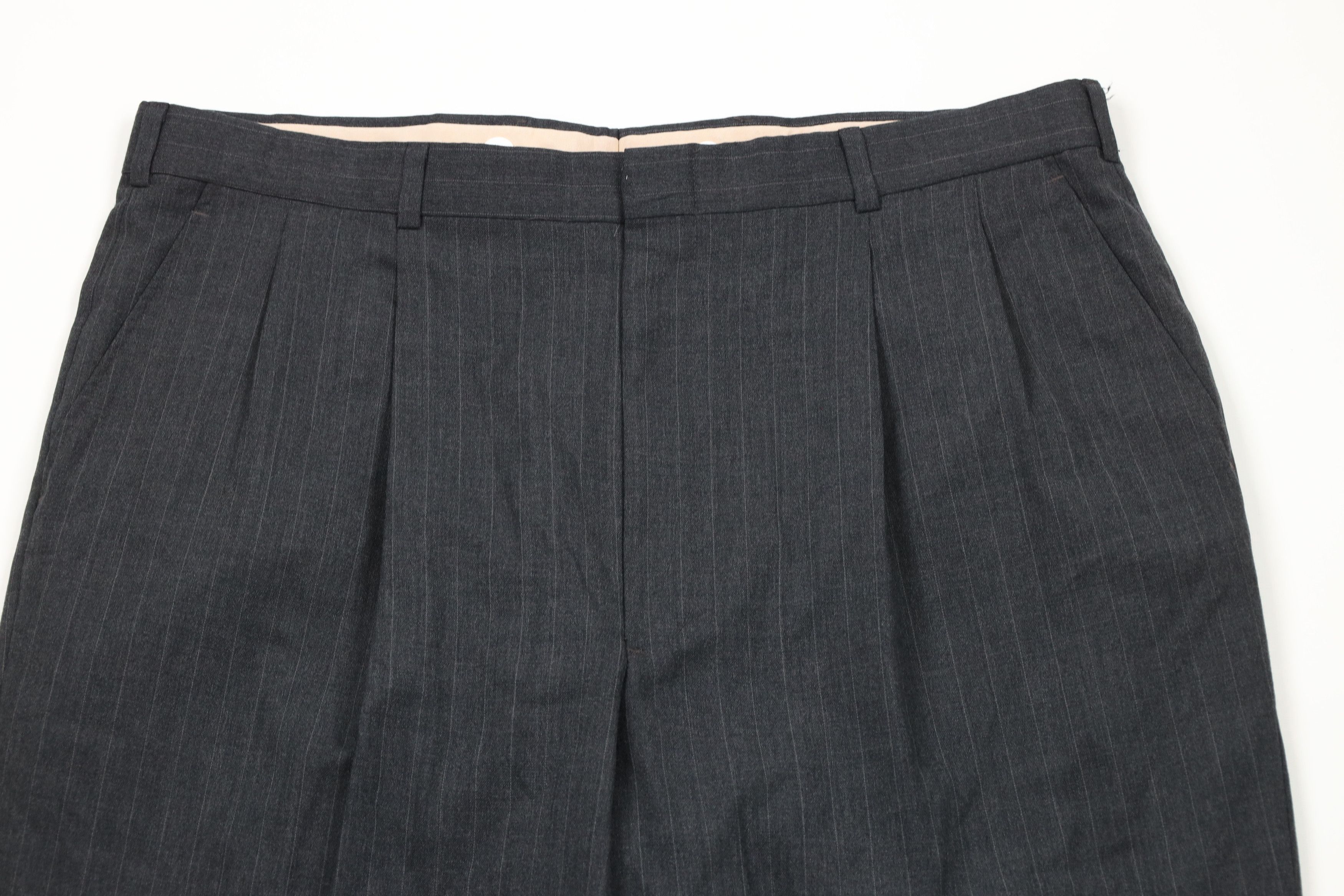 Vintage Vintage 90s Streetwear Wool Pinstriped Wide Leg Chino Pants Size US 40 / EU 56 - 2 Thumbnail