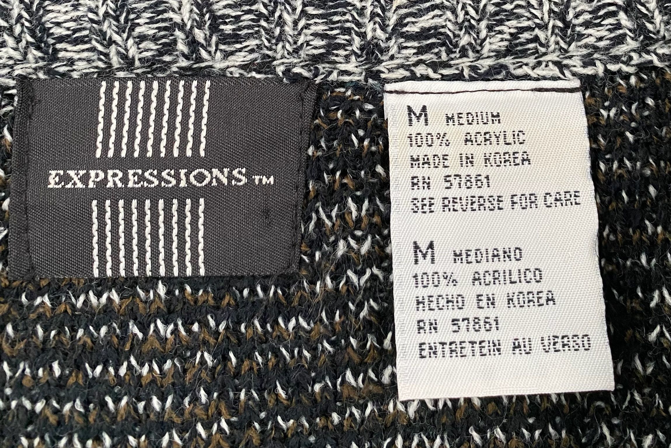 Vintage 80’s Expressions Patterned Cardigan Sweater Men’s Size XL Size US XL / EU 56 / 4 - 3 Thumbnail