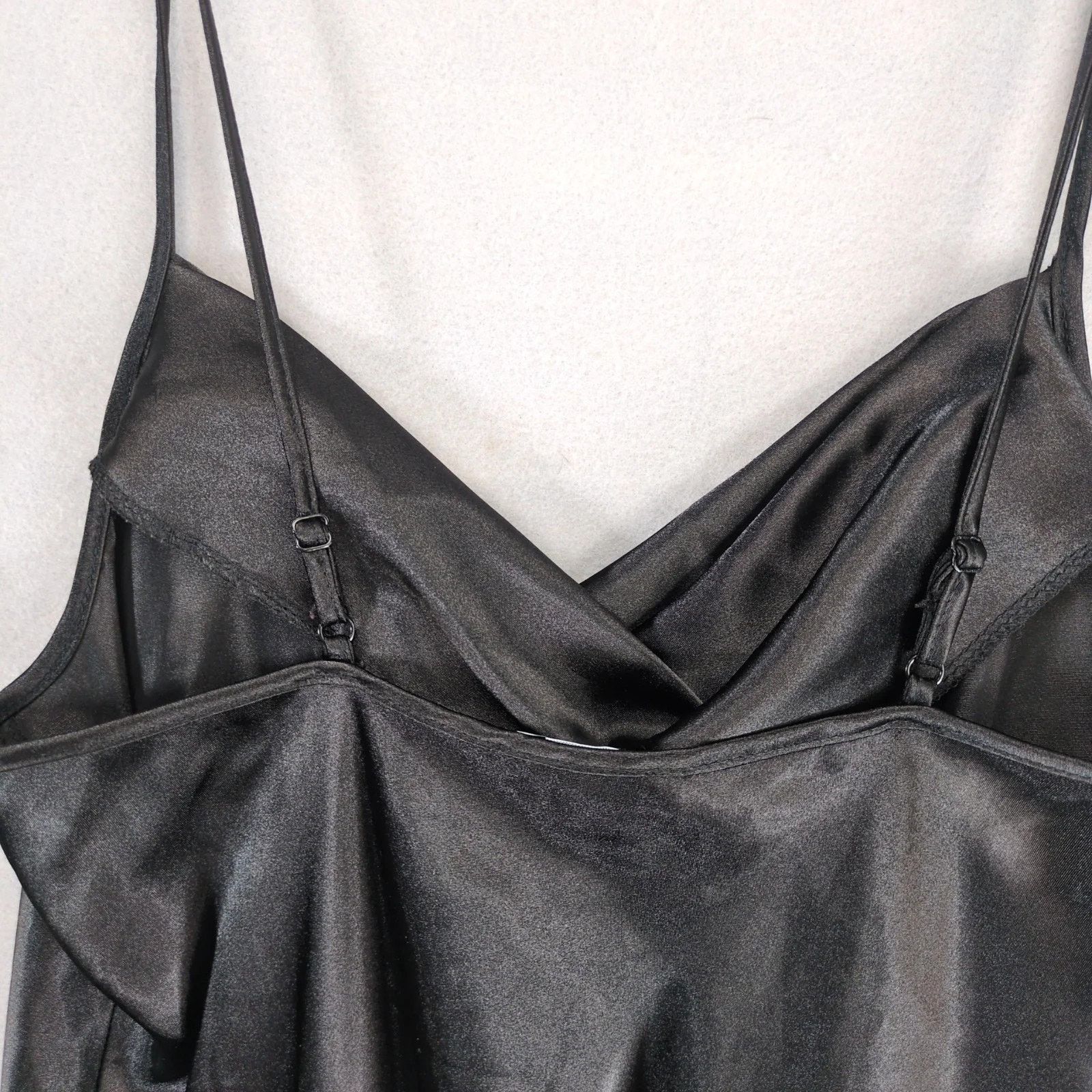 Bebe Vtg Y2K Bebe Black Satin Slip Maxi Dress Sz L Babydoll Goth Size L / US 10 / IT 46 - 10 Thumbnail