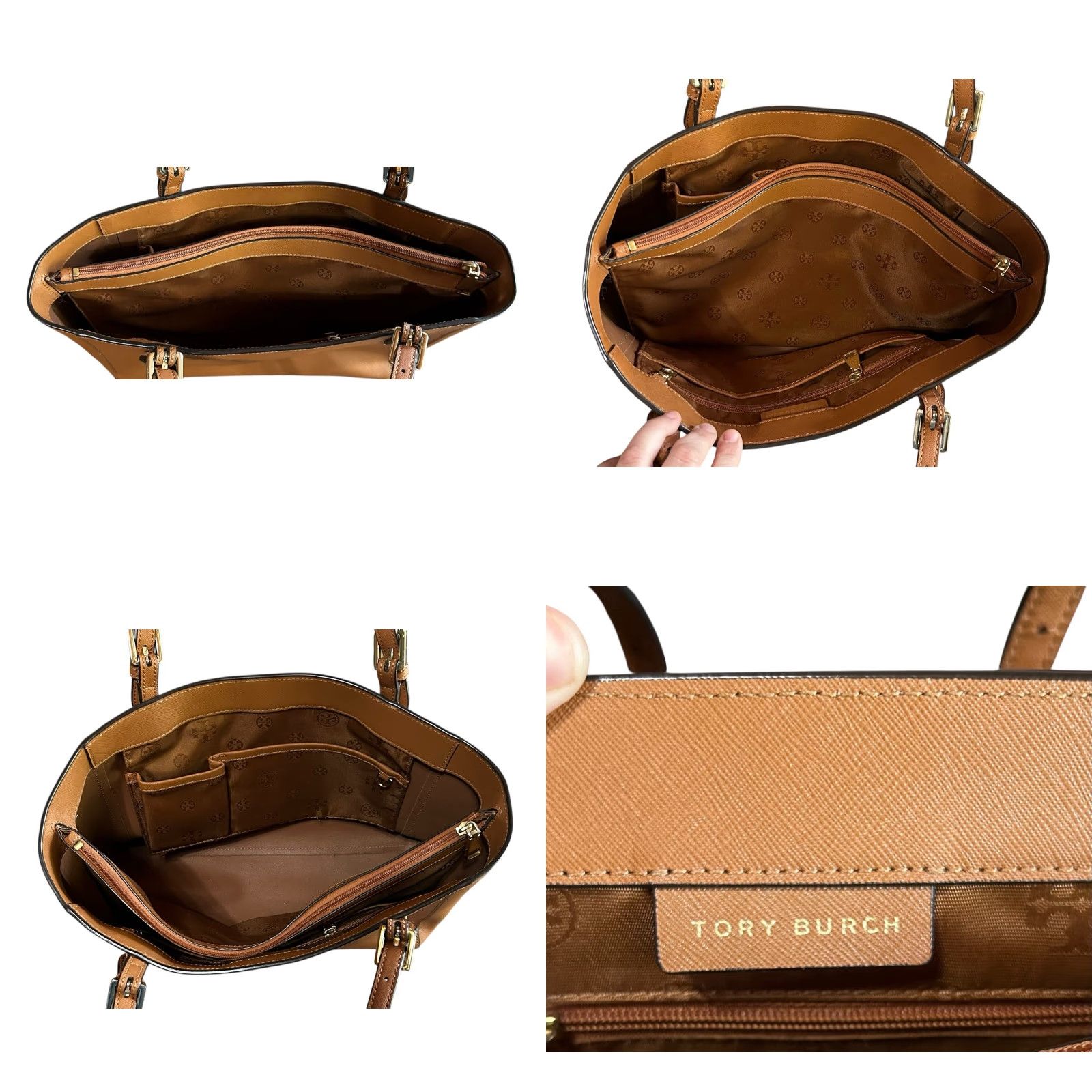 Tory Burch Tory Burch York Brown Leather Double Handles Tote Shoulder Bag Women Purse Read Read damage to handles Read Size ONE SIZE - 10 Thumbnail