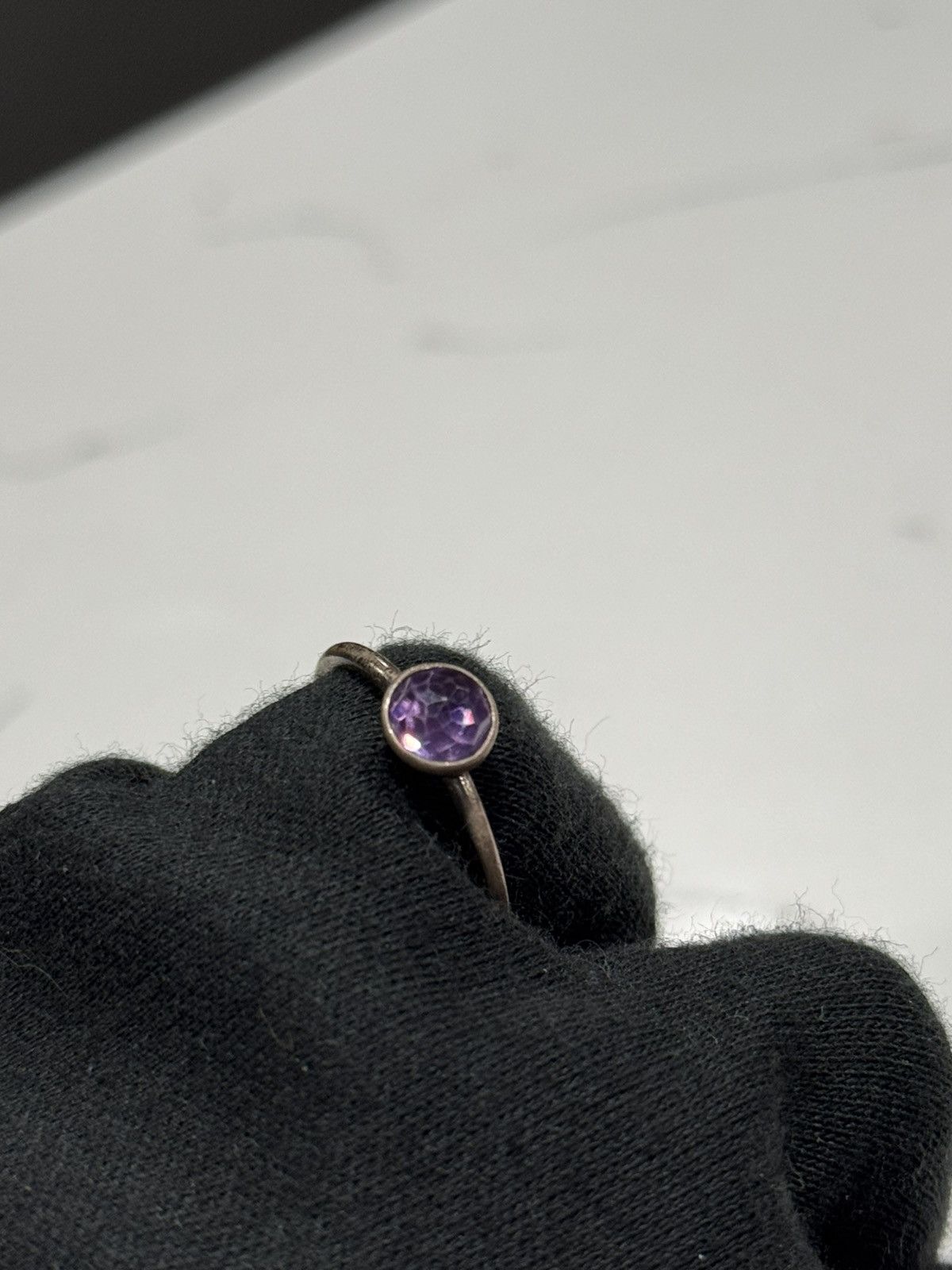 pandora RETIRED Pandora 925 Amethyst Feb Birthstone Ring Size ONE SIZE - 5 Thumbnail