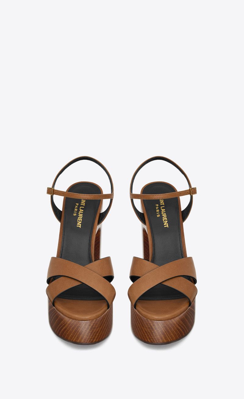 Saint Laurent Paris o1bcso1str0226 Bianca Platform Sandals in Caramel Brown Size US 5 / IT 35 - 3 Thumbnail
