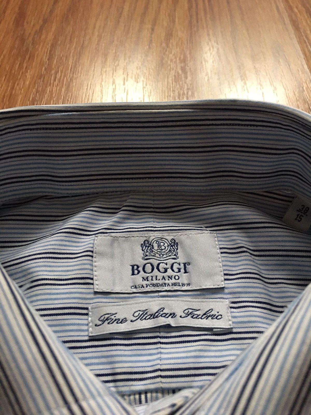 Boggi BOGGI Milano Blue Stripped Long Sleeve Men Shirt Size 38 /15 Size 38R - 2 Thumbnail