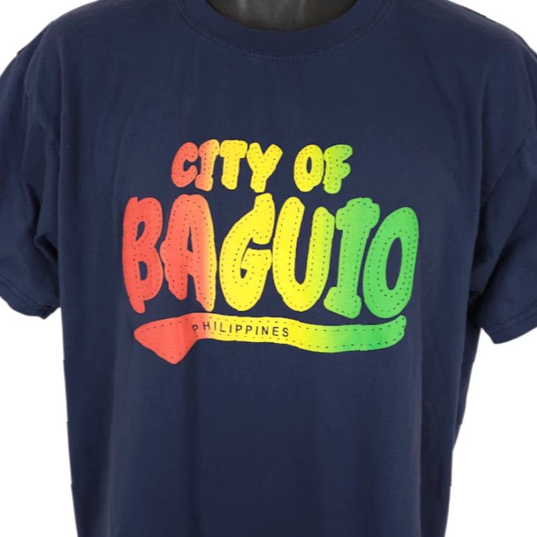 Vintage Baguio Philippines T Shirt Mens XL Blue Travel Destination Tee Size US XL / EU 56 / 4 - 2 Thumbnail