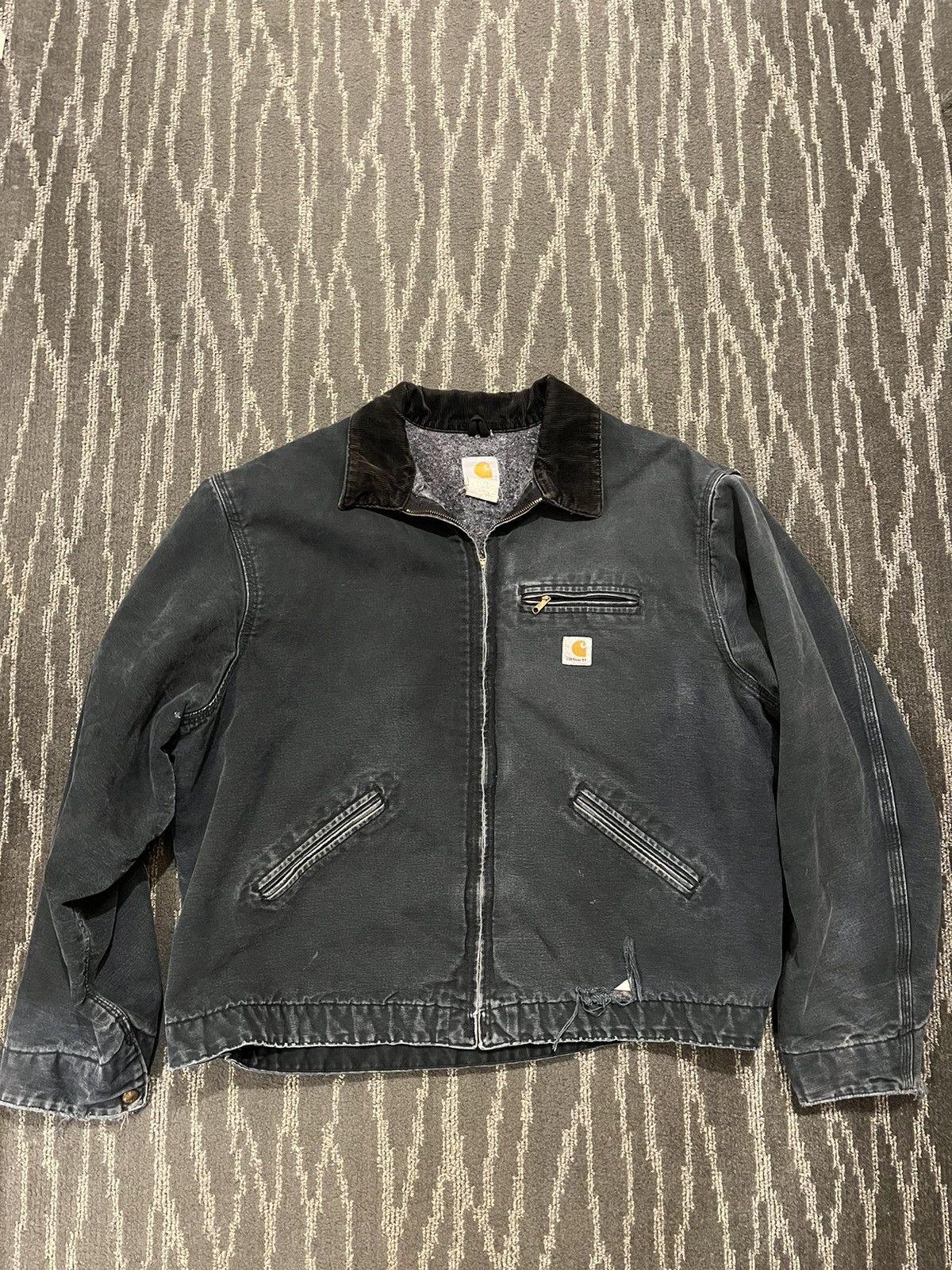 Vintage Faded & Distressed Black Carhartt Detroit Jacket | Grailed