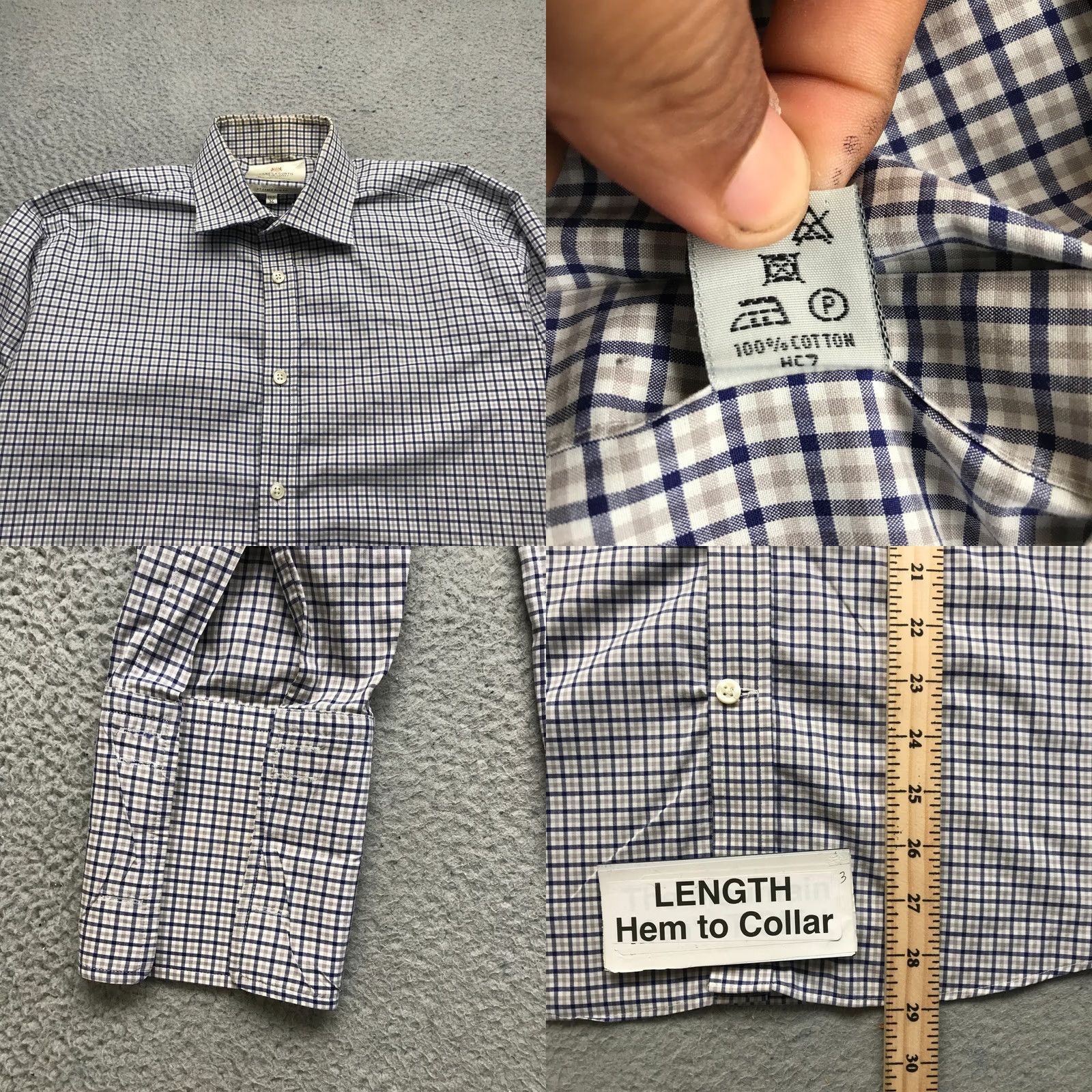 Vintage Hawes & Curtis Shirt Mens M Gray Button-Up Slim Fit Gingham Check Long Sleeve Casual Vintage: No, Regular; Collared, Button-Down, Cotton Size US M / EU 48-50 / 2 - 8 Thumbnail