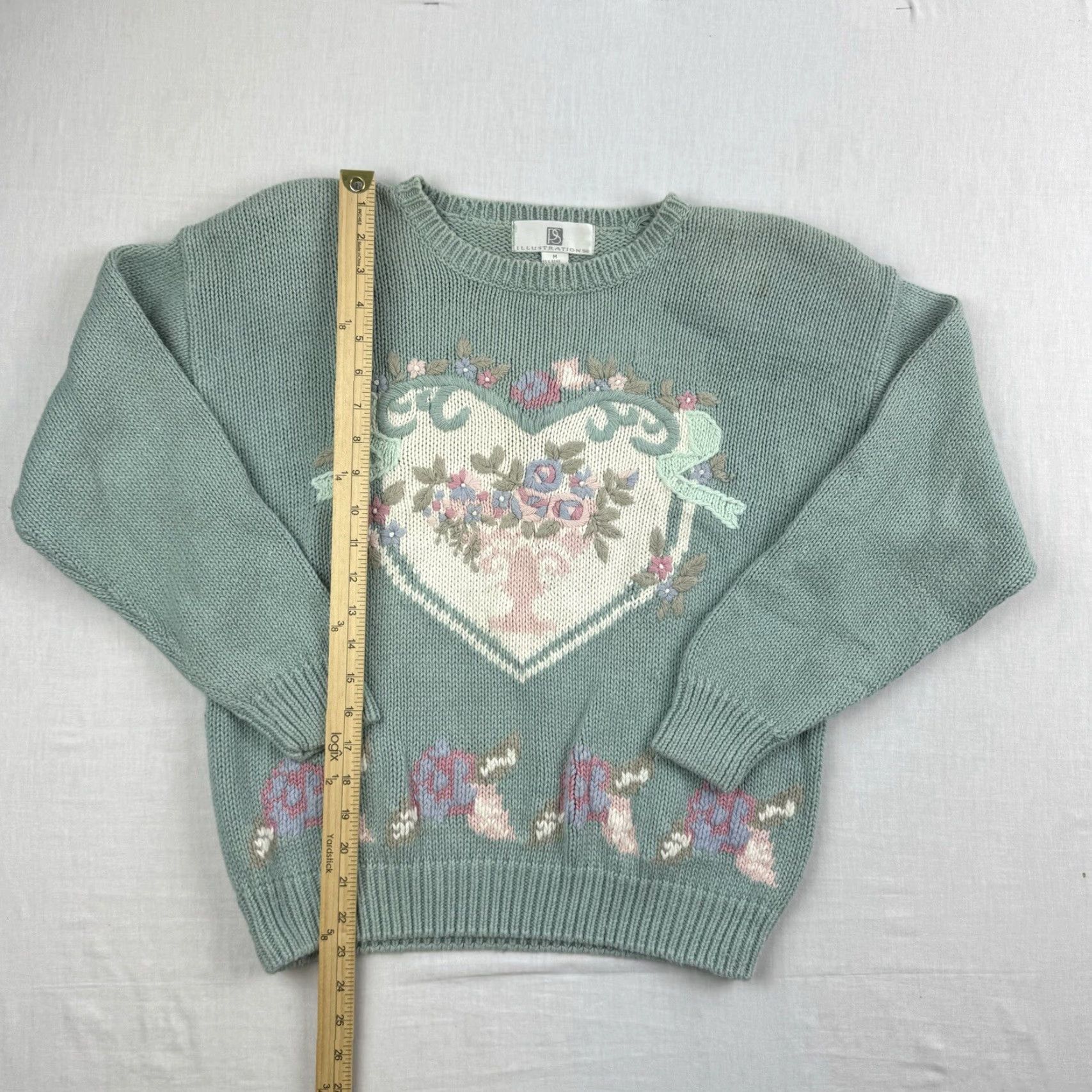 Vintage VINTAGE Womens Sweater Pullover Knit Long Sleeve Crew Neck Floral Pattern 90s Green Size M Size M / US 6-8 / IT 42-44 - 6 Thumbnail