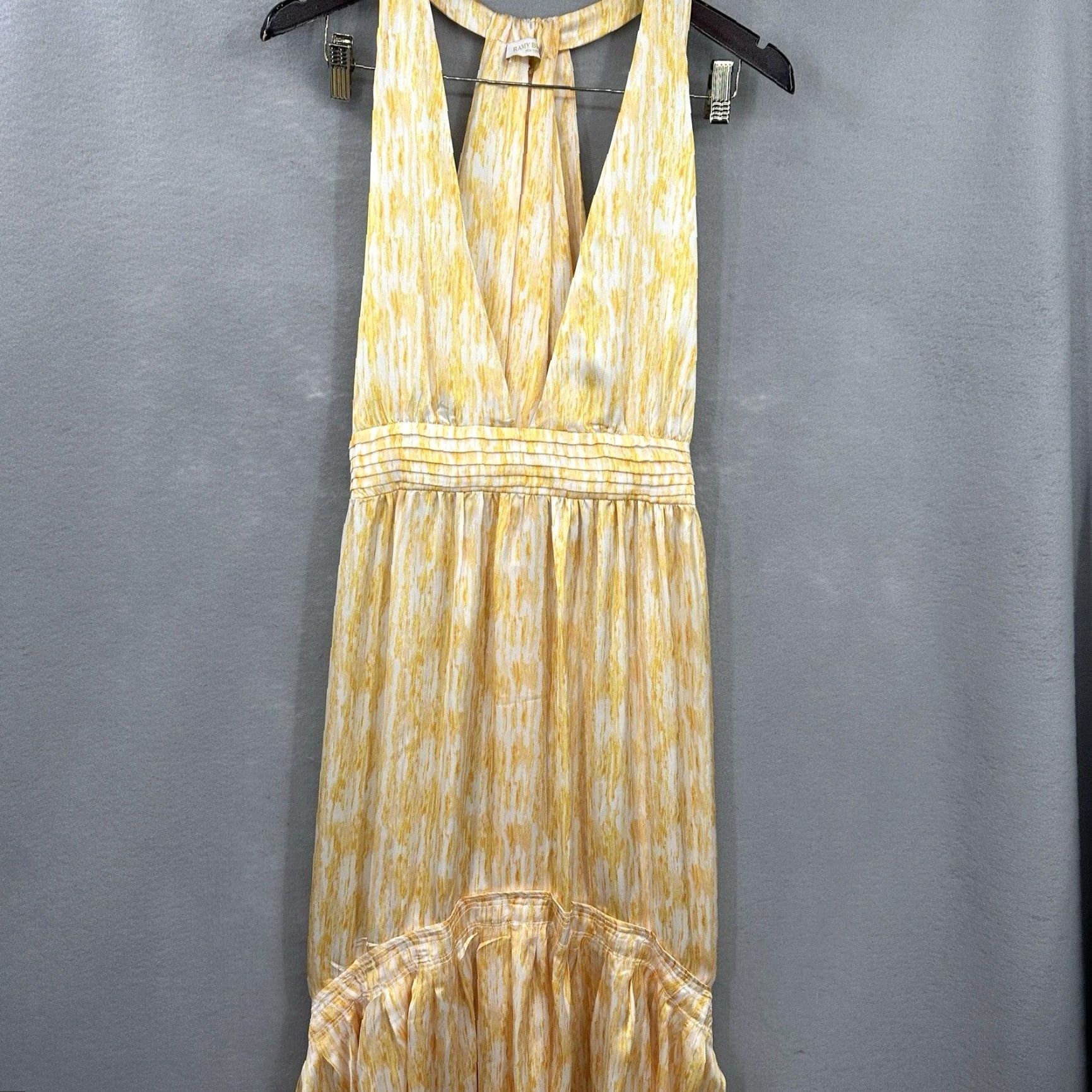 Ramy Brook Ramy Brook Maxi Dress Women Large Yellow Asymmetric Ruffle Halter Solid Bohemian Size L / US 10 / IT 46 - 3 Thumbnail