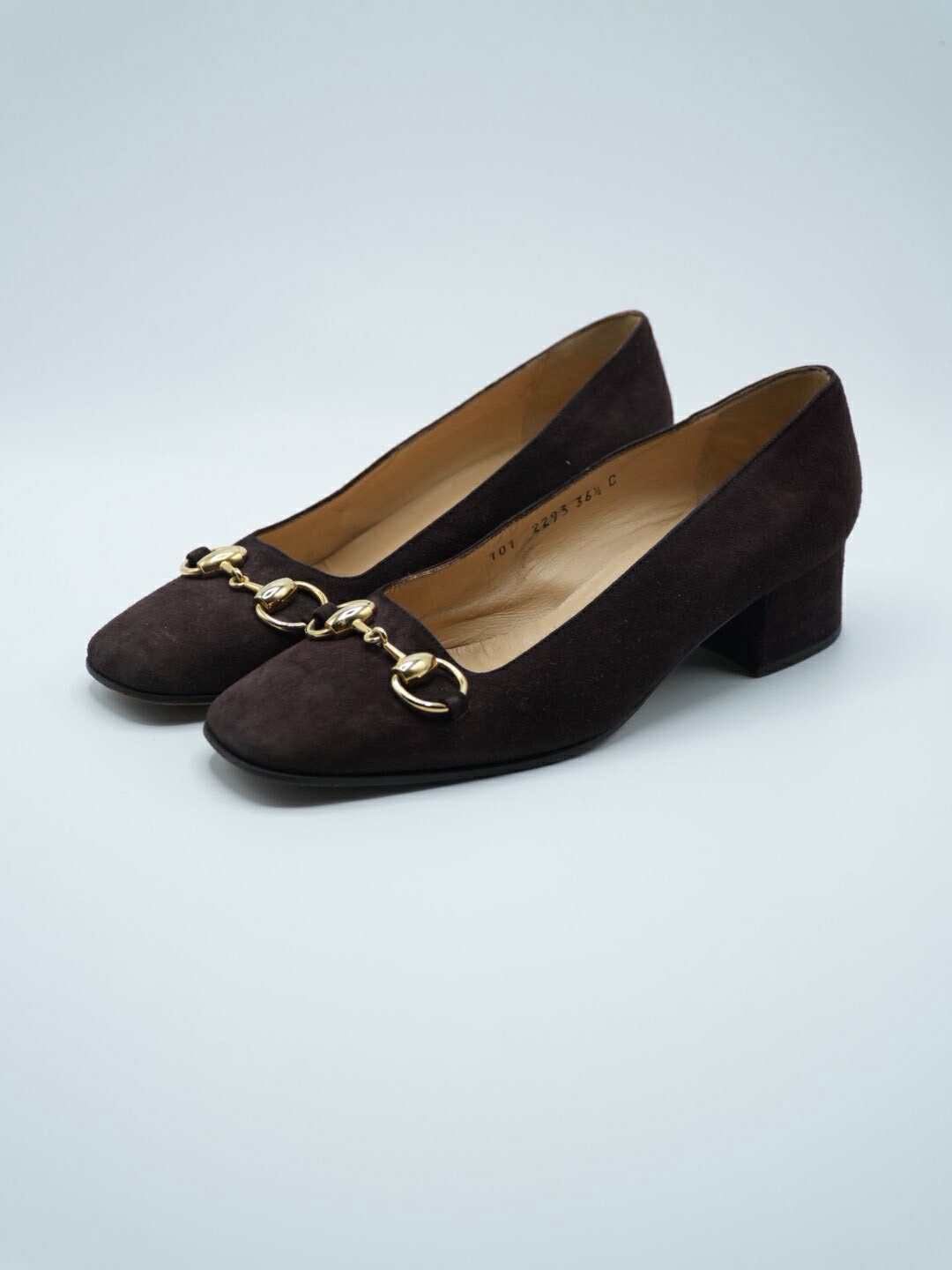 Gucci Gucci Brown Suede Horsebit Low-Heel Pumps Size US 6.5 / IT 36.5 - 2 Thumbnail
