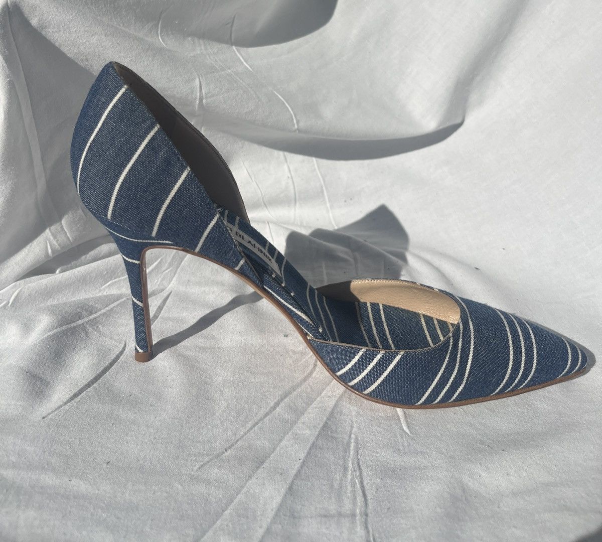 Manolo Blahnik Striped canvas slip on pumps Size US 10 / IT 40 - 14 Thumbnail
