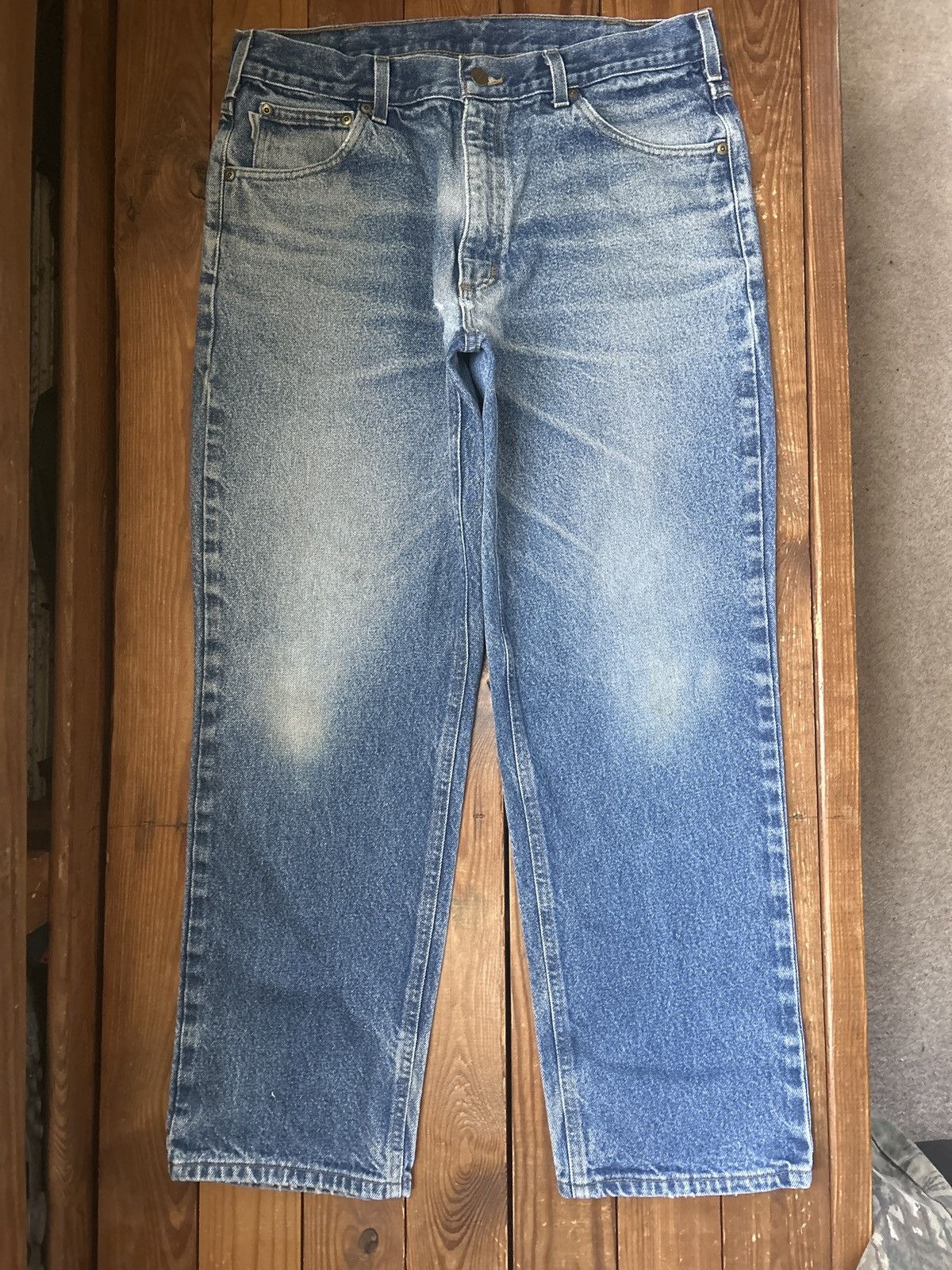 Carhartt × Vintage Vintage 90s Carhartt Medium Wash Denim Blue Jeans Size US 34 / EU 50 - 2 Thumbnail