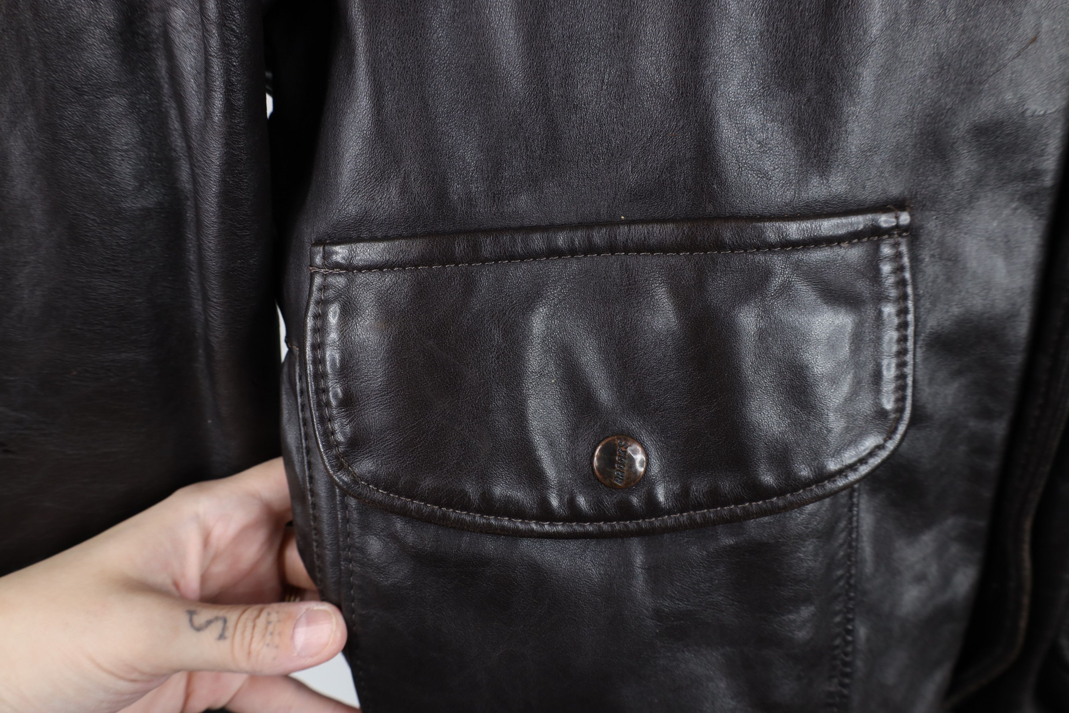 Vintage Vintage 70s Streetwear Brushed Leather Flight Bomber Jacket Size US XL / EU 56 / 4 - 5 Thumbnail