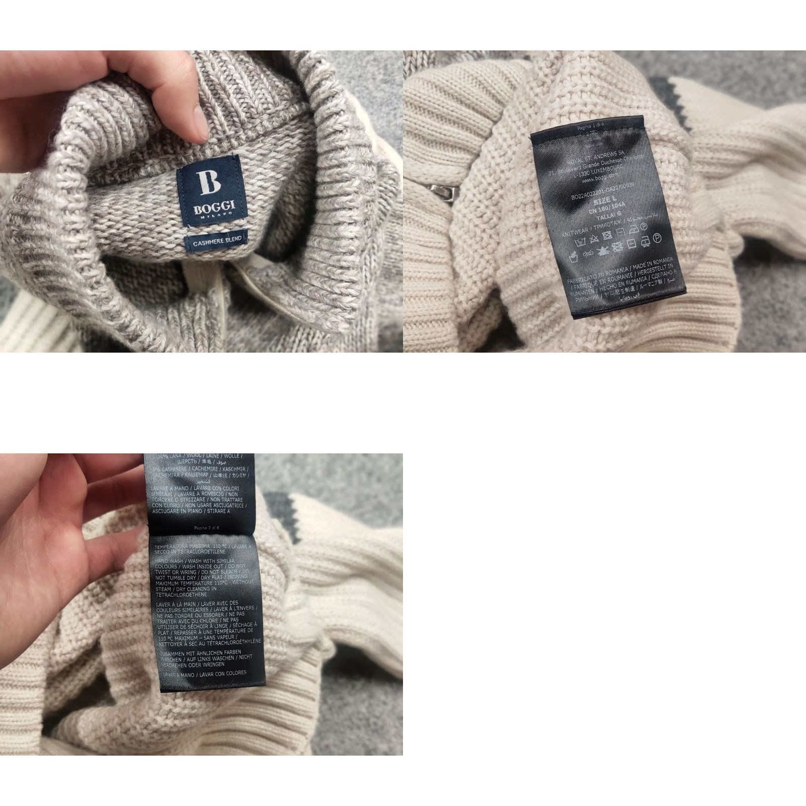 Vintage Boggi Milano Italy cashmere blend Full Zip Knit Beige Jumper Size US L / EU 52-54 / 3 - 10 Thumbnail