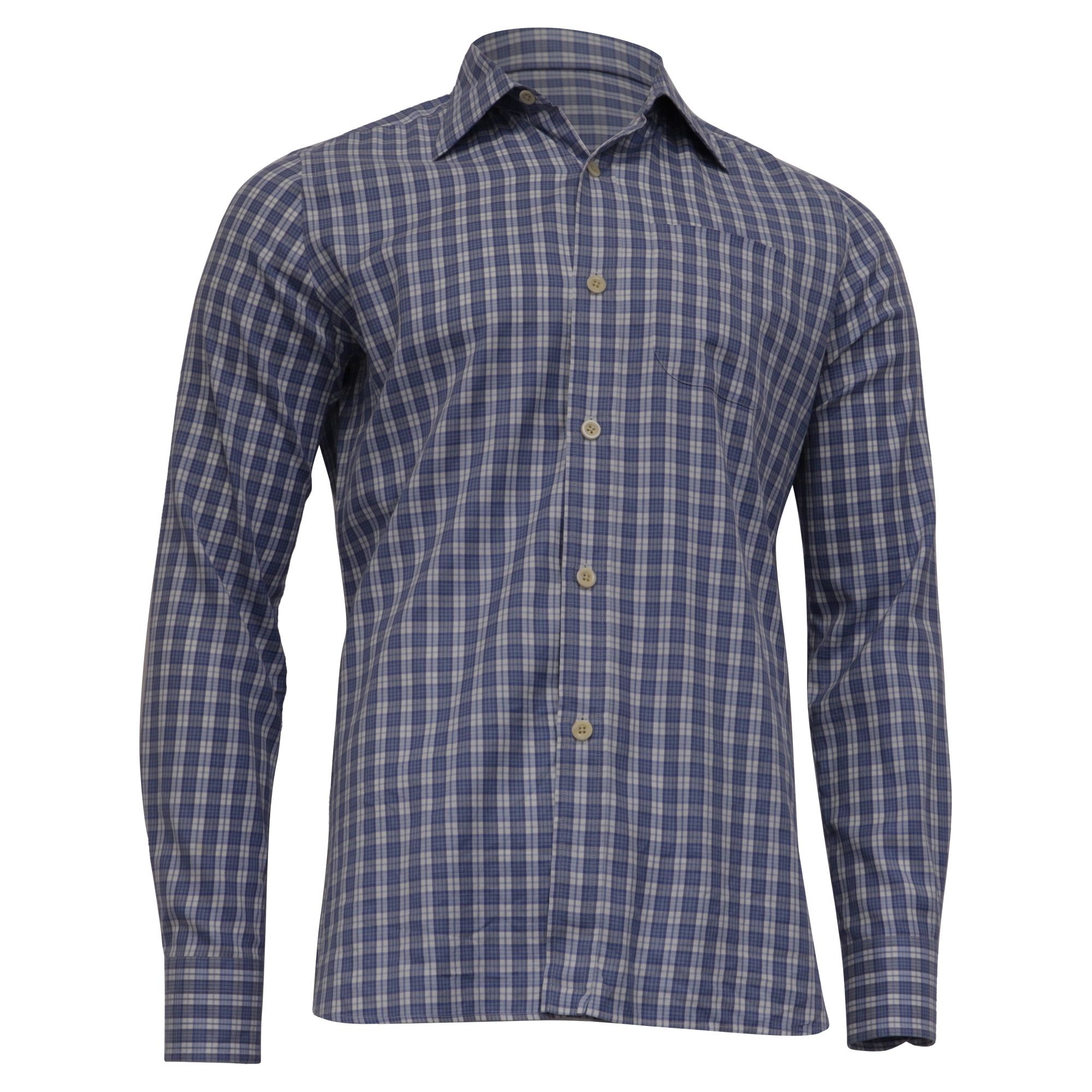Tom Ford Tom Ford Plaid Button Down Shirt in Light Blue Cotton Size US S / EU 44-46 / 1 - 1 Thumbnail