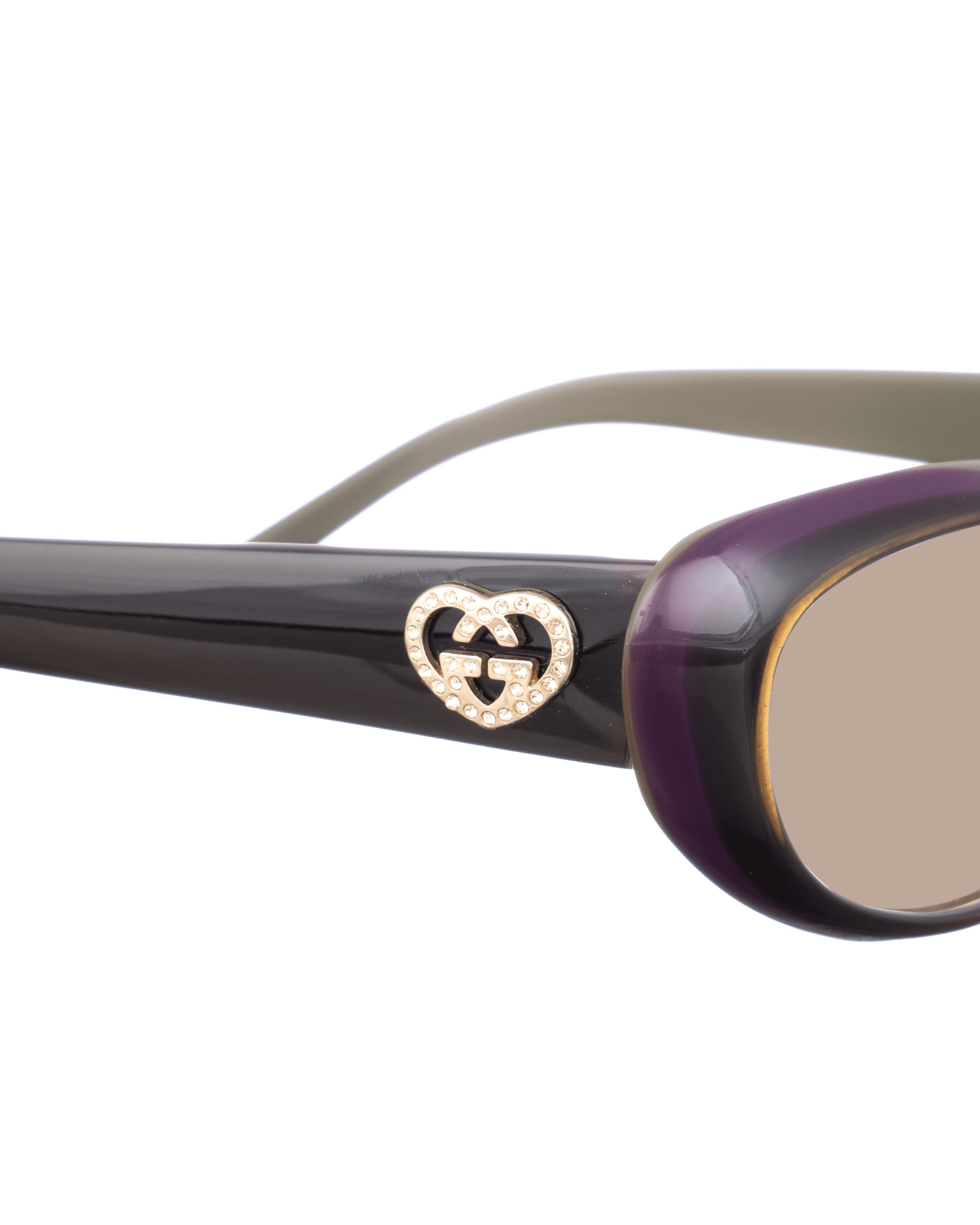Gucci Gucci 00s Brown & Violet Cat Eye Sunglasses with Heart Size ONE SIZE - 3 Thumbnail