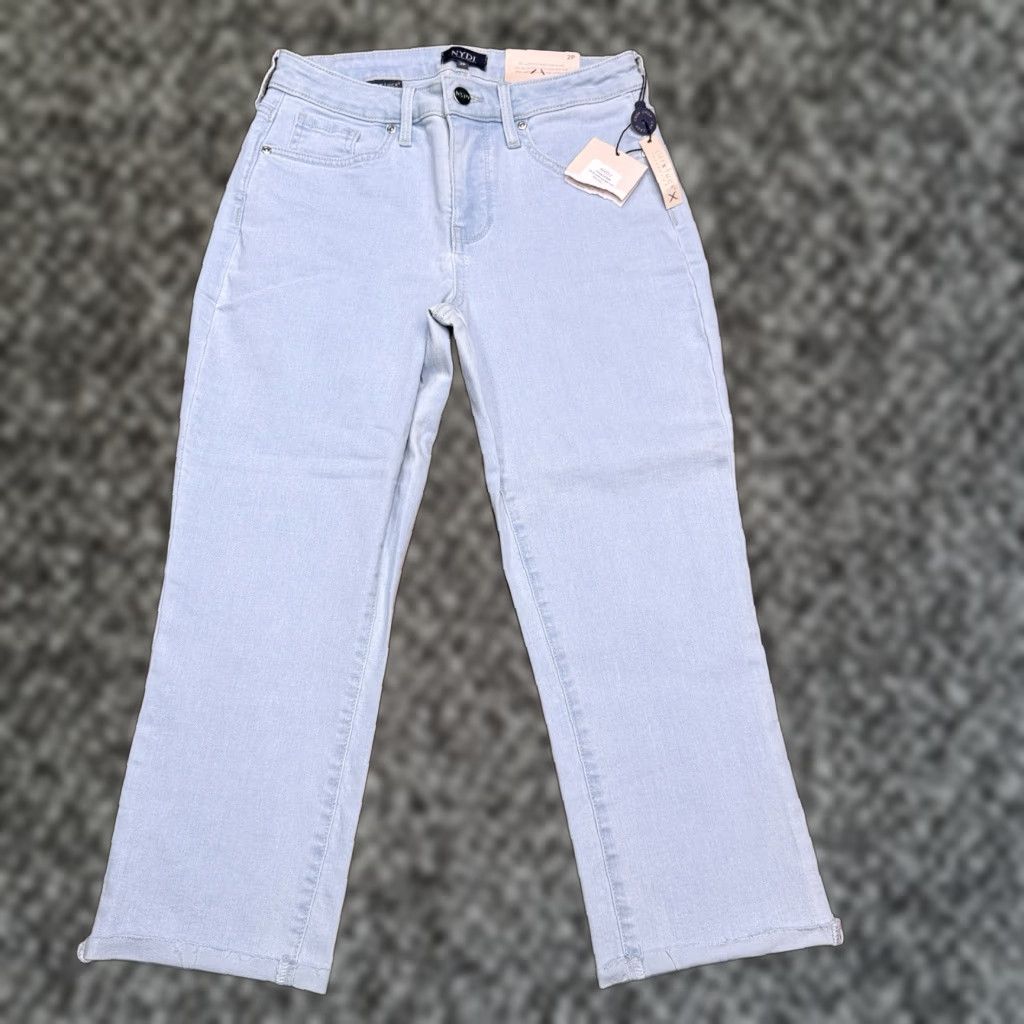 NYDJ NYDJ Chloe Capri Jeans Womens 2P Petite Blue Cuffed Stretch New Denim 5-Pocket Jeans Womens Petite Size 26" / US 2 / IT 38 - 1 Thumbnail