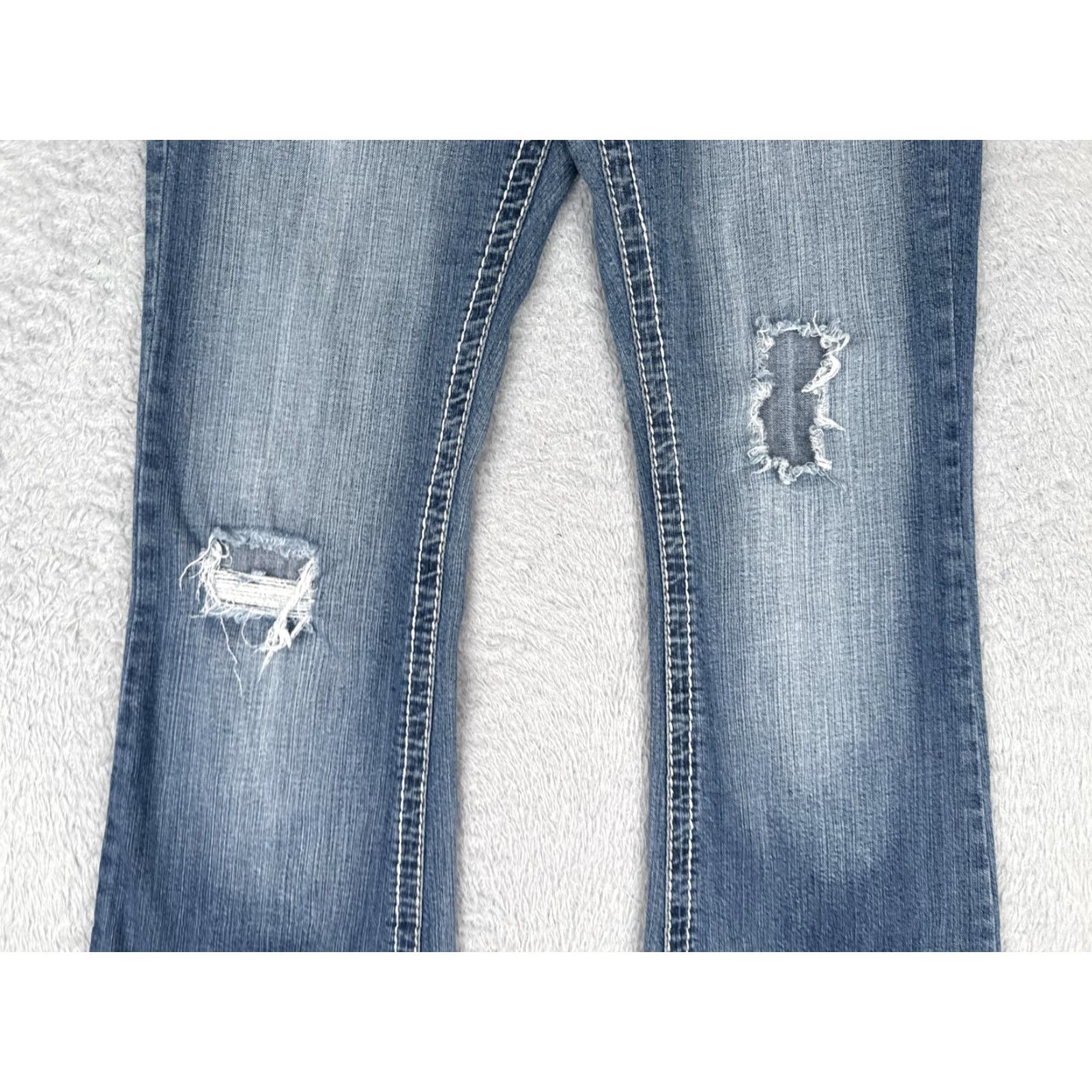 Denime Premiere Denim Jeans Womens 7/8 Bootcut Distressed Pockets Embroidered Back Flap Pocket 5-Pocket Denim Size 28" / US 6 / IT 42 - 3 Thumbnail