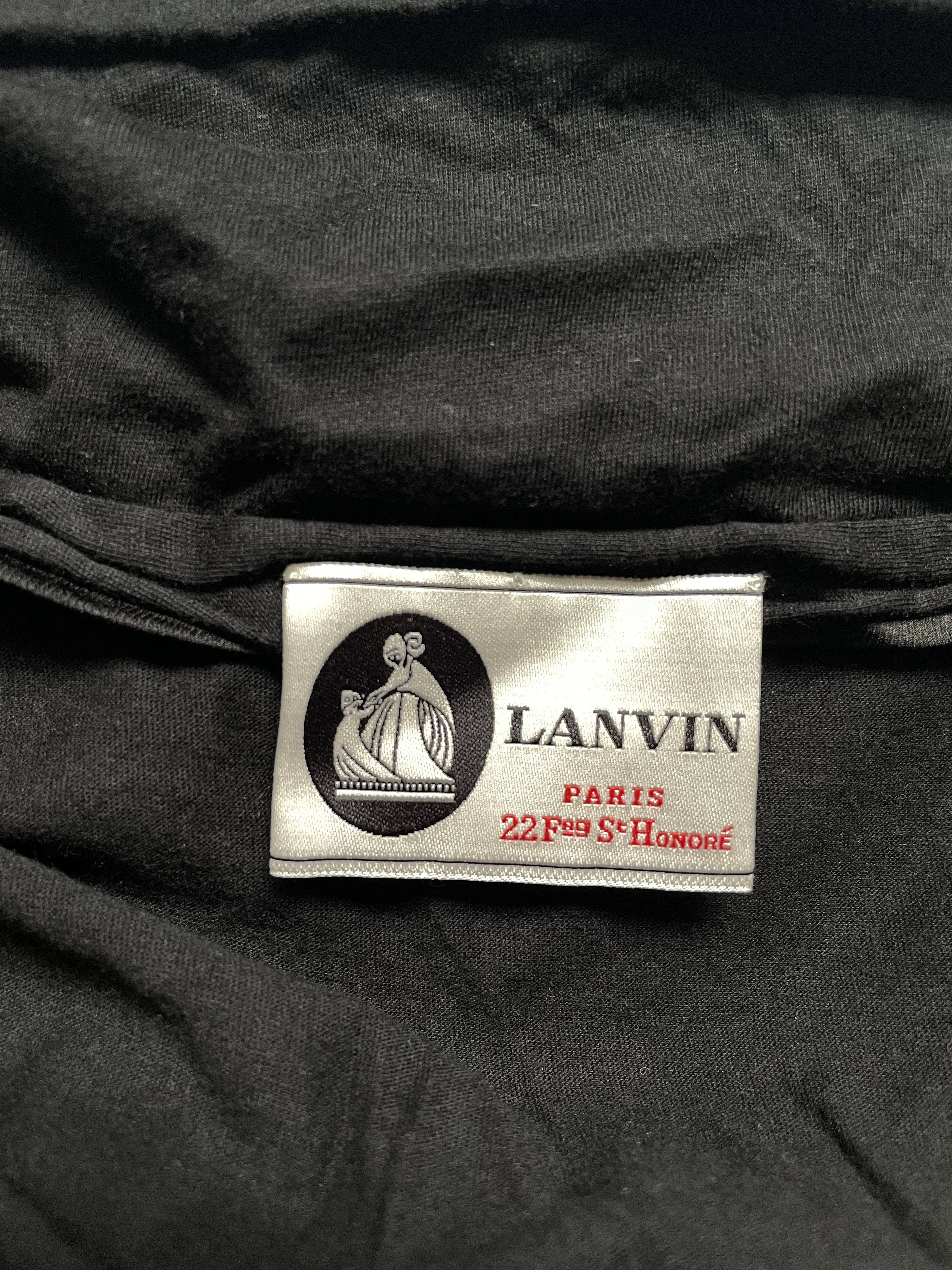Lanvin Black Cotton High Neck Collar Dress w/ Silk Belt | Sz Small Size S / US 4 / IT 40 - 3 Thumbnail