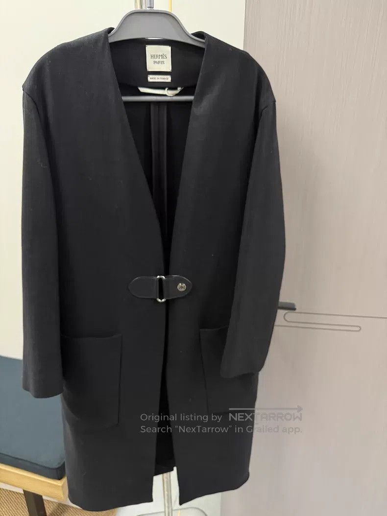 Hermes Hermes Leather Patch Belted Long Trench Coat - Linen Fabri Size XS / US 0-2 / IT 36-38 - 1 Thumbnail