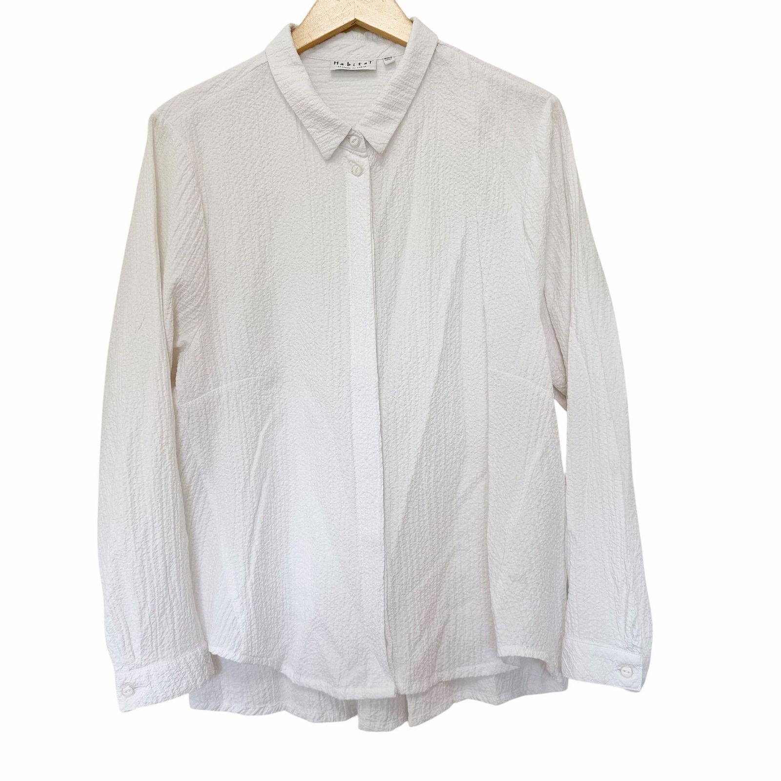 Habitat Habitat White Textured Long Sleeve Button Down Shirt Sz XL Size XL / US 12-14 / IT 48-50 - 2 Thumbnail