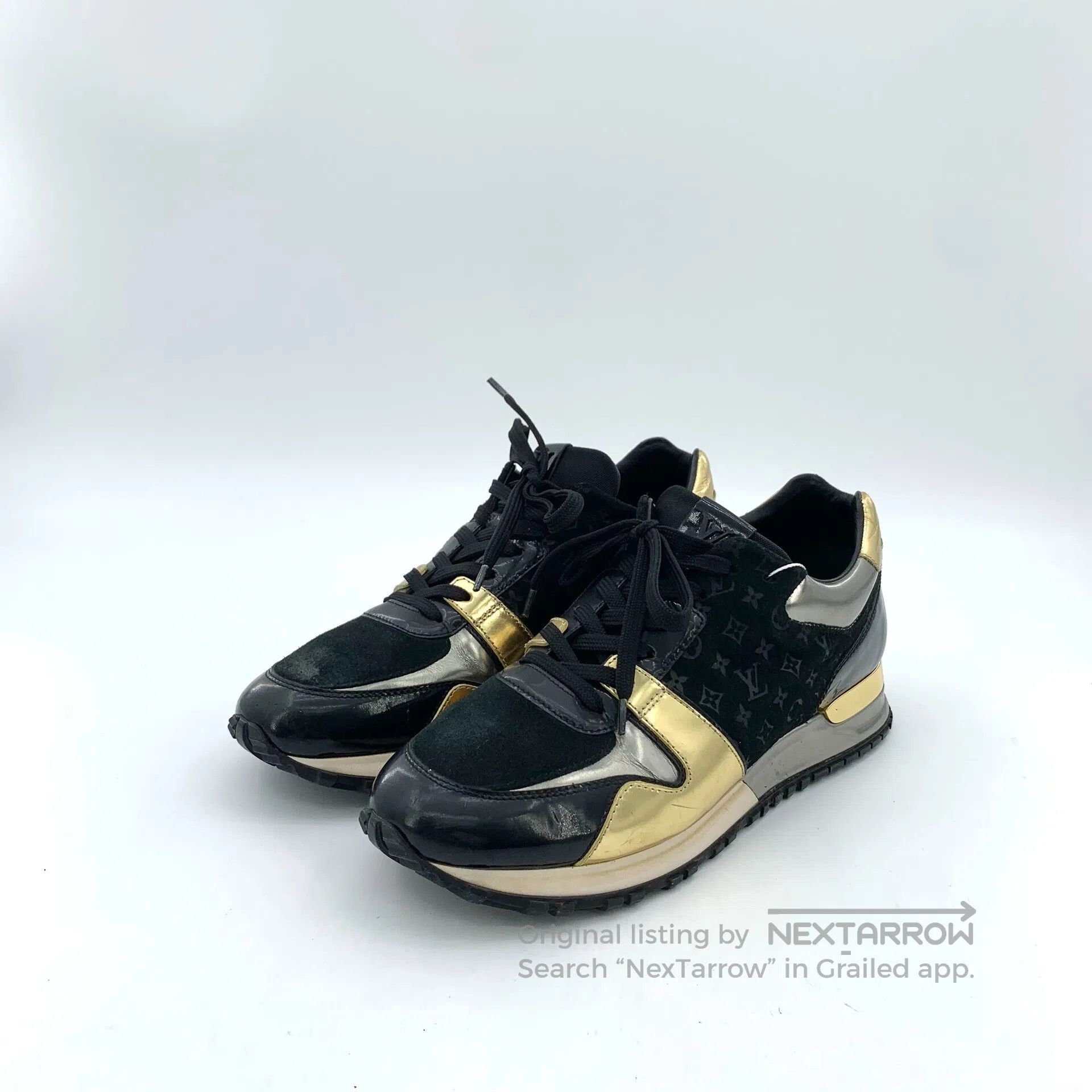 Louis Vuitton Louis Vuitton Black Logo Monogram Velvet Lace-Up Casual Fl Size US 7 / IT 37 - 1 Thumbnail