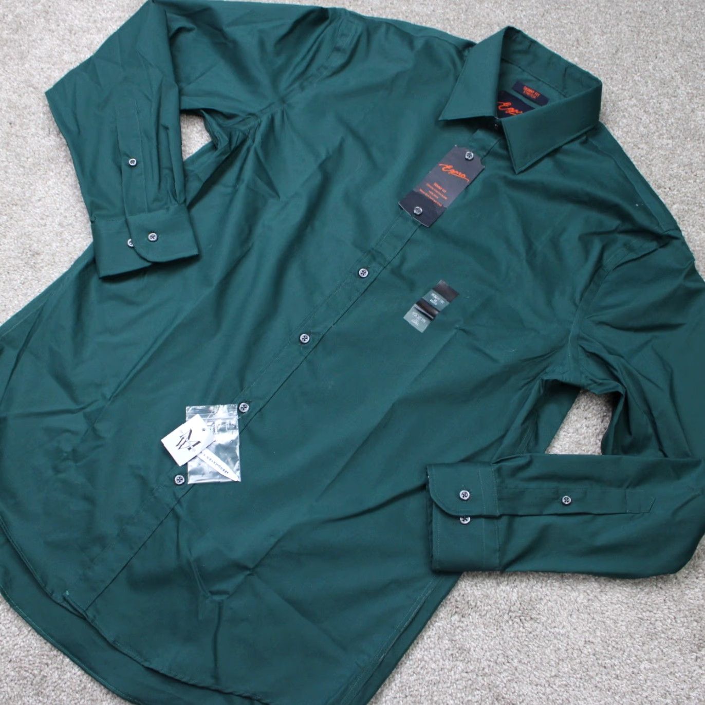 Egara Egara Dress Shirt Mens 16, 32/33 Green Regular Long Sleeve Button Shirt Size 42R - 4 Thumbnail