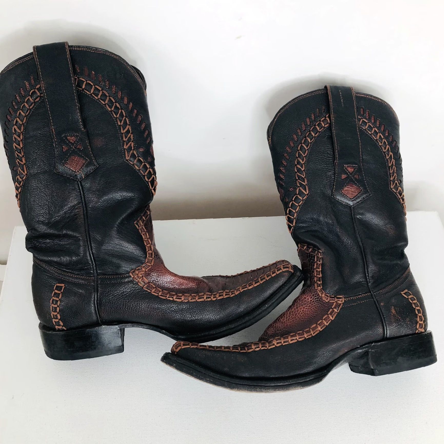 Vintage Lucchese RANCHO SEMENTAL Western Boot Mens US8 Exotic Brown Cowboy Boots Size US 8 / EU 41 - 4 Thumbnail