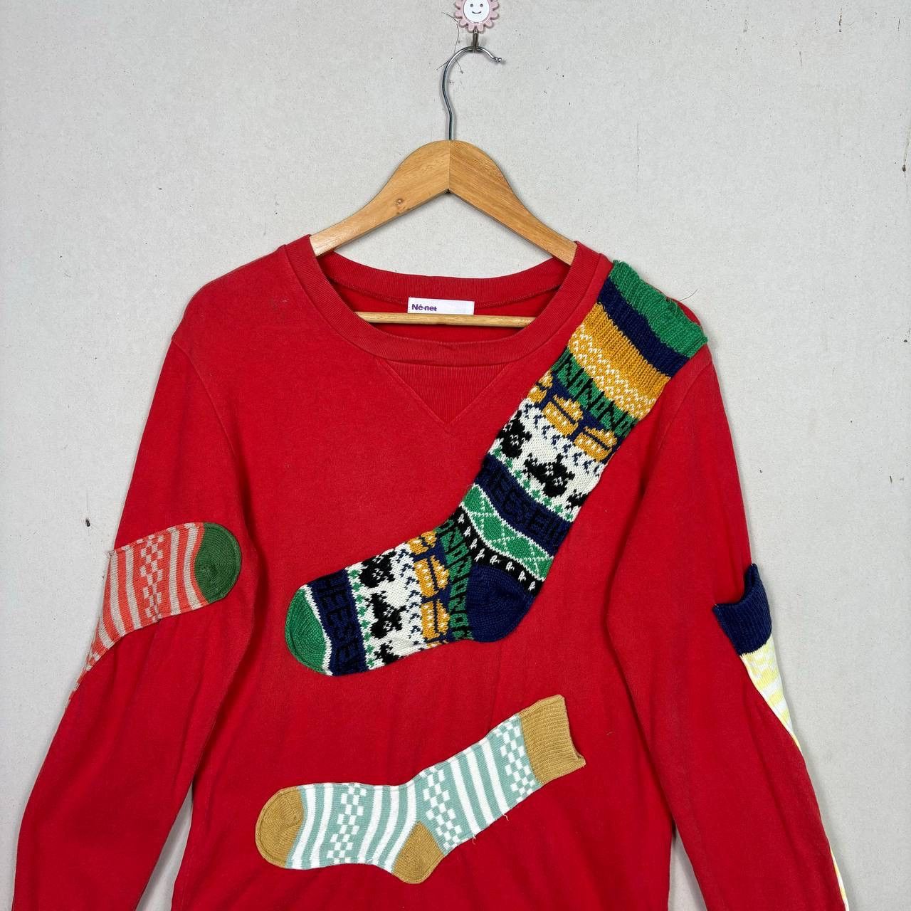 Ne-Net ⁠Ne-Net Issey Miyake Sock Sweatshirt Archive Japan Red Sz 3⁠ Size US M / EU 48-50 / 2 - 3 Thumbnail