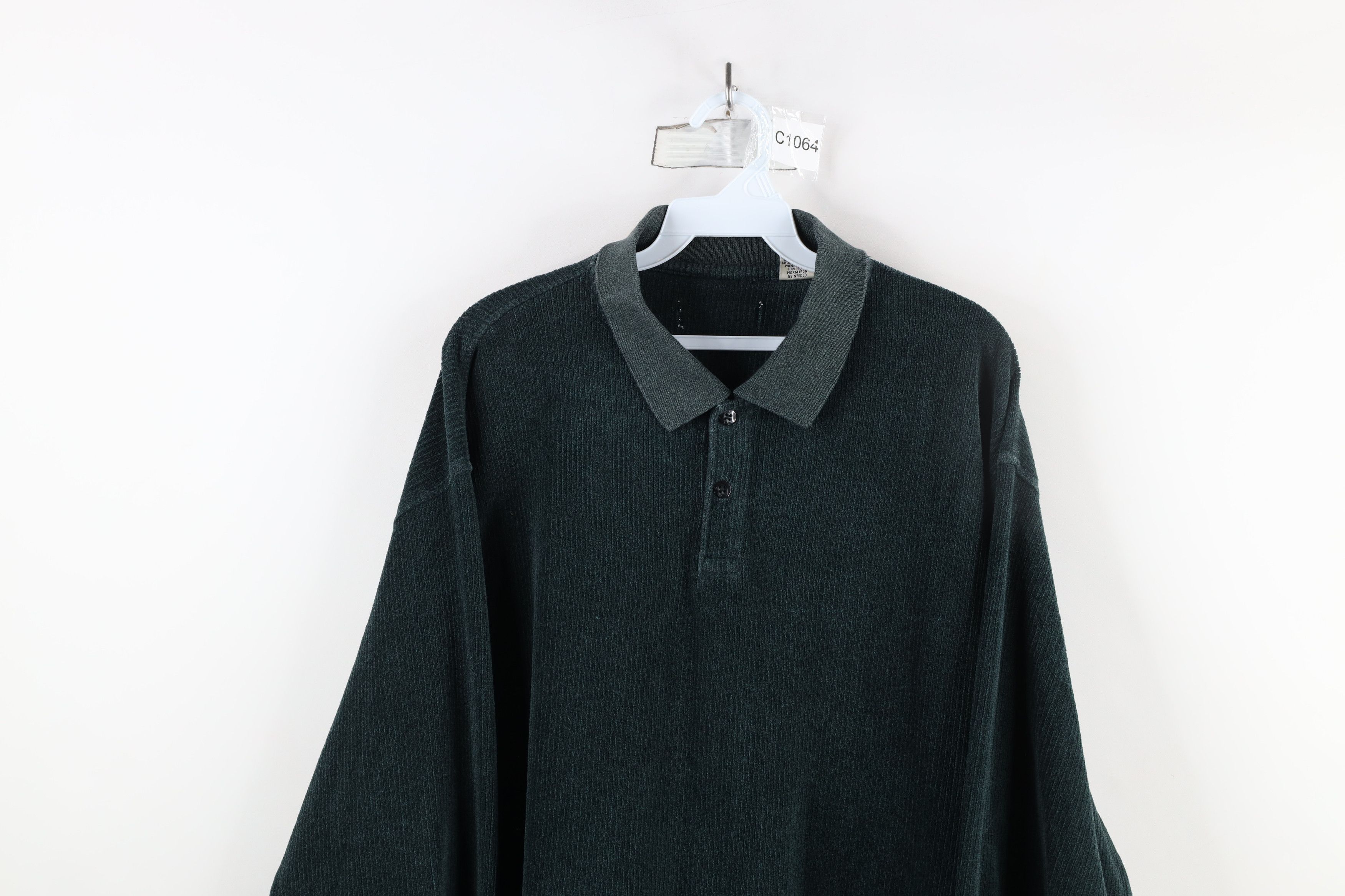 Vintage Vintage 90s Streetwear Ribbed Collared Long Sleeve Polo Size US XL / EU 56 / 4 - 2 Thumbnail
